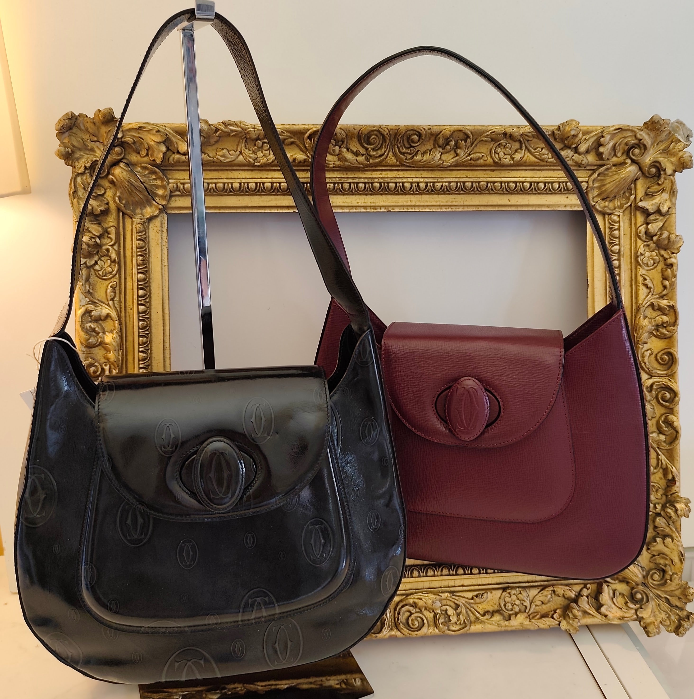 Cartier - Borsa a Spalla in Pelle Bordeaux con Chiusura a Girello