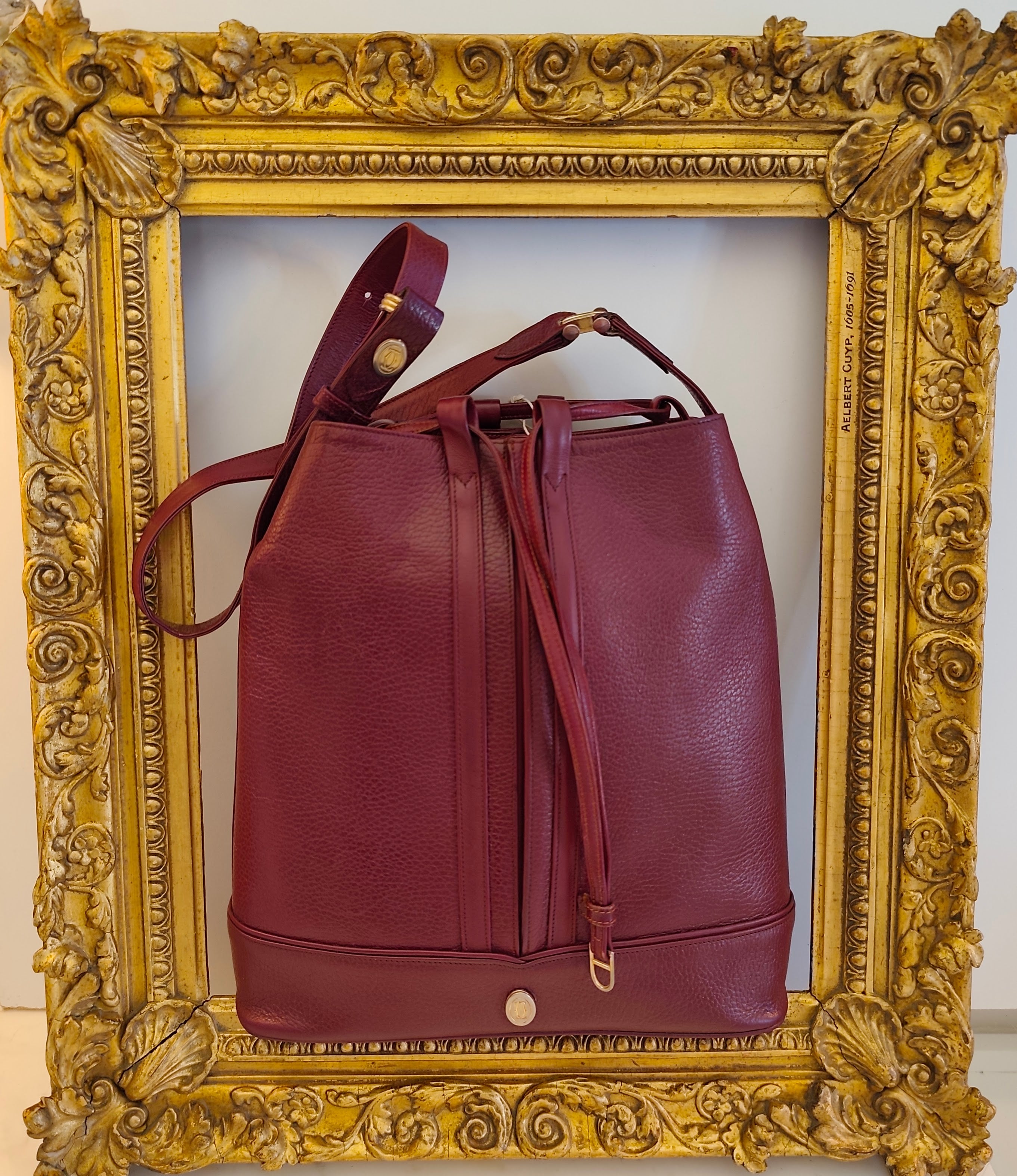 Cartier - Secchiello Ovale in Pelle Bordeaux Vintage