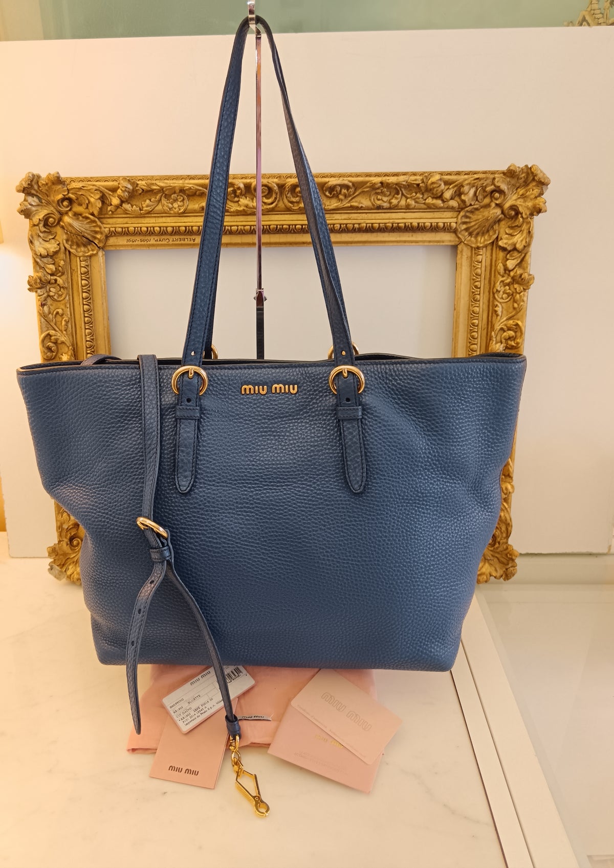 Miu Miu - Borsa A Spalla In Pelle Granata Blu Reale Con Tracolla