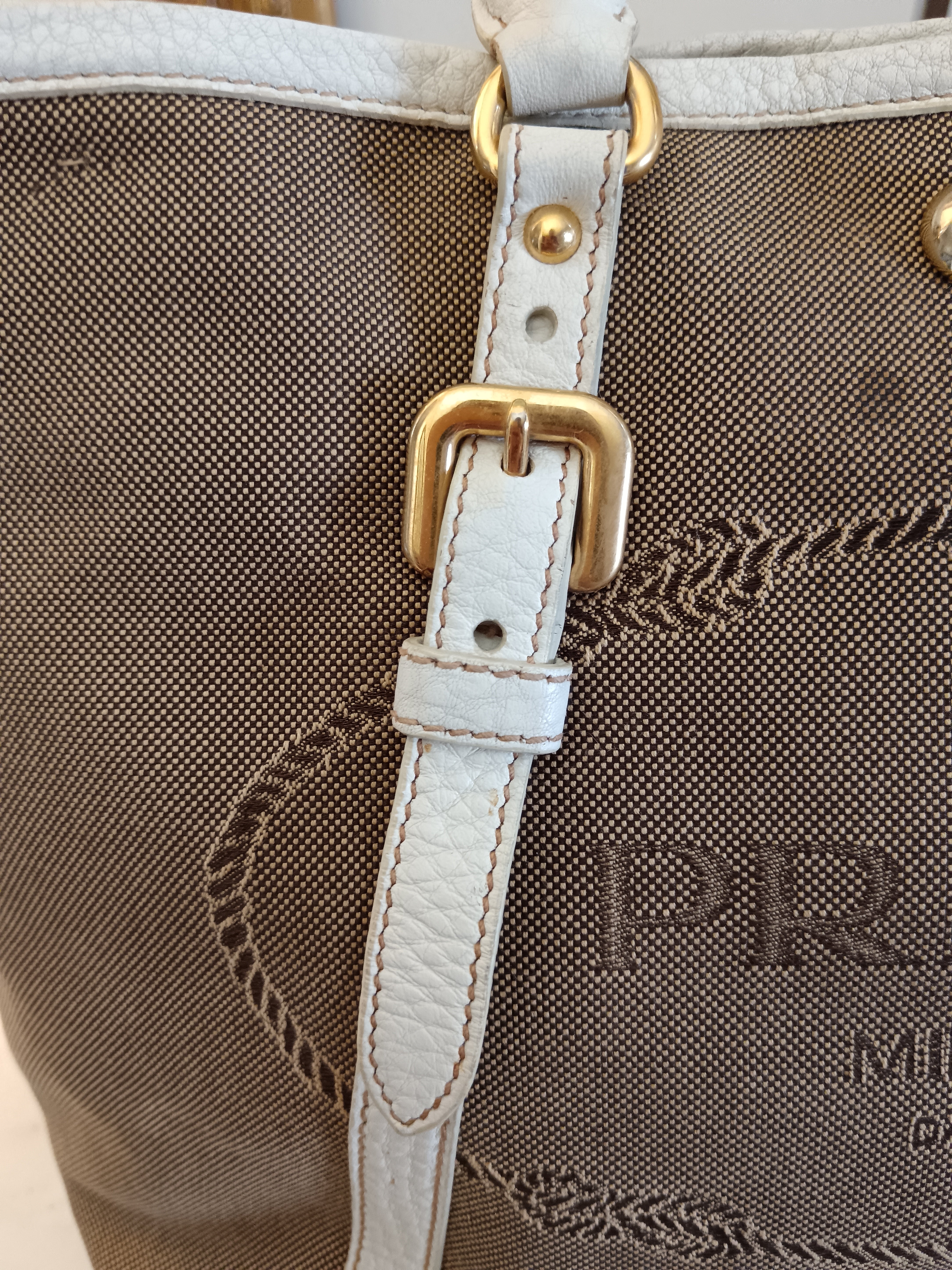 Prada - Tote/Mini Shopper Logo Jacquard Beige/Avorio con Tracolla