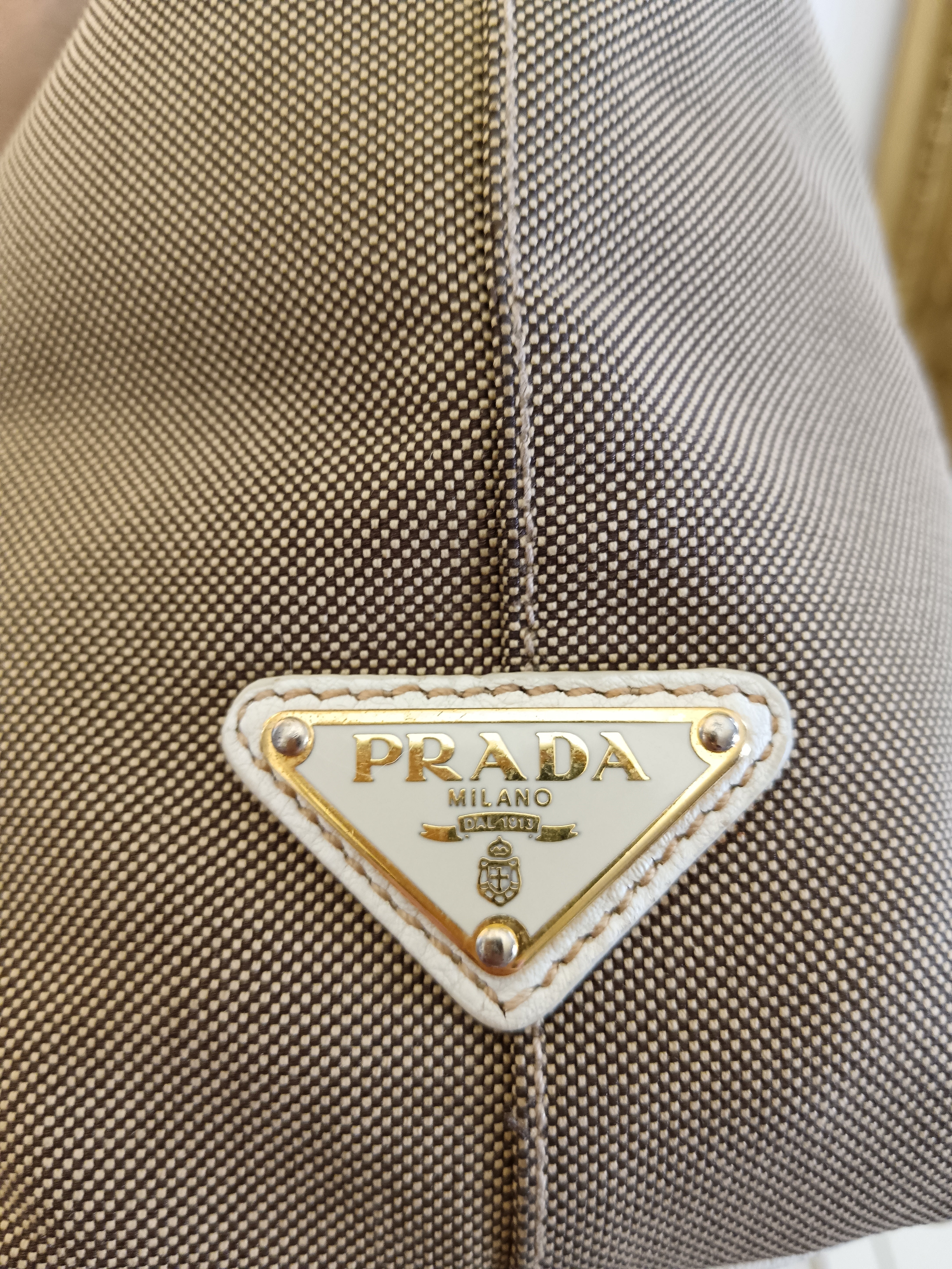 Prada - Tote/Mini Shopper Logo Jacquard Beige/Avorio con Tracolla