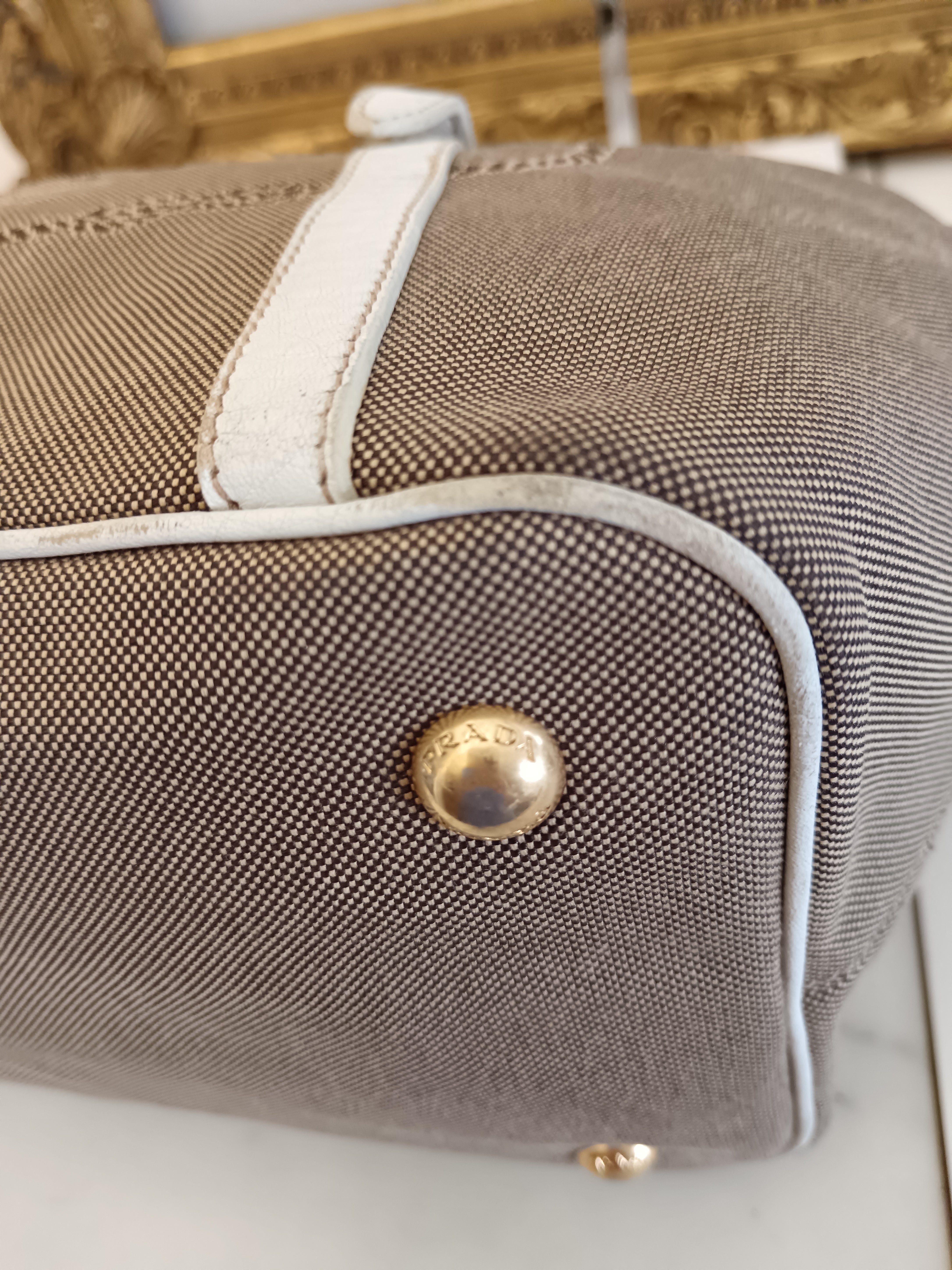 Prada - Tote/Mini Shopper Logo Jacquard Beige/Avorio con Tracolla