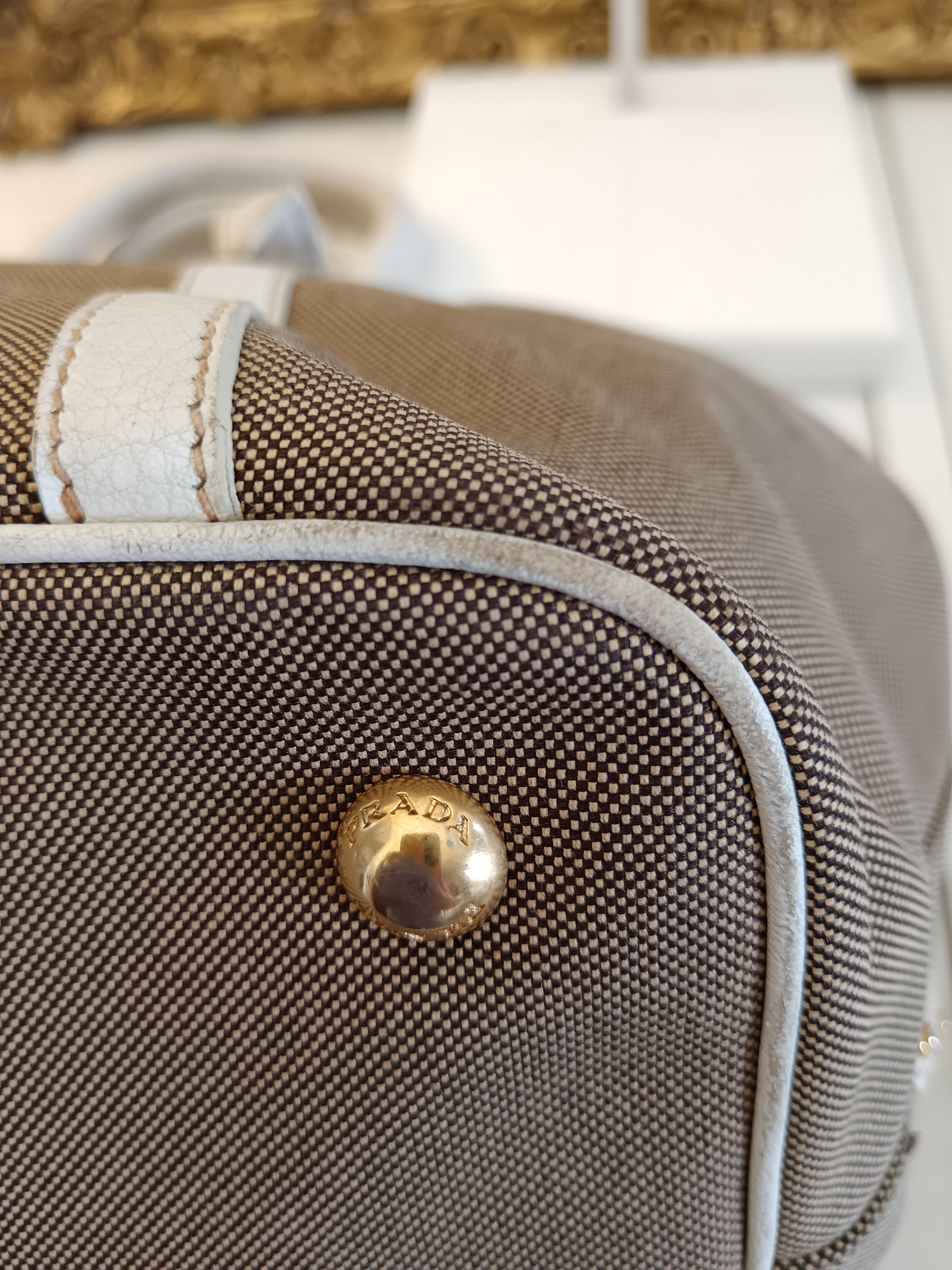 Prada - Tote/Mini Shopper Logo Jacquard Beige/Avorio con Tracolla