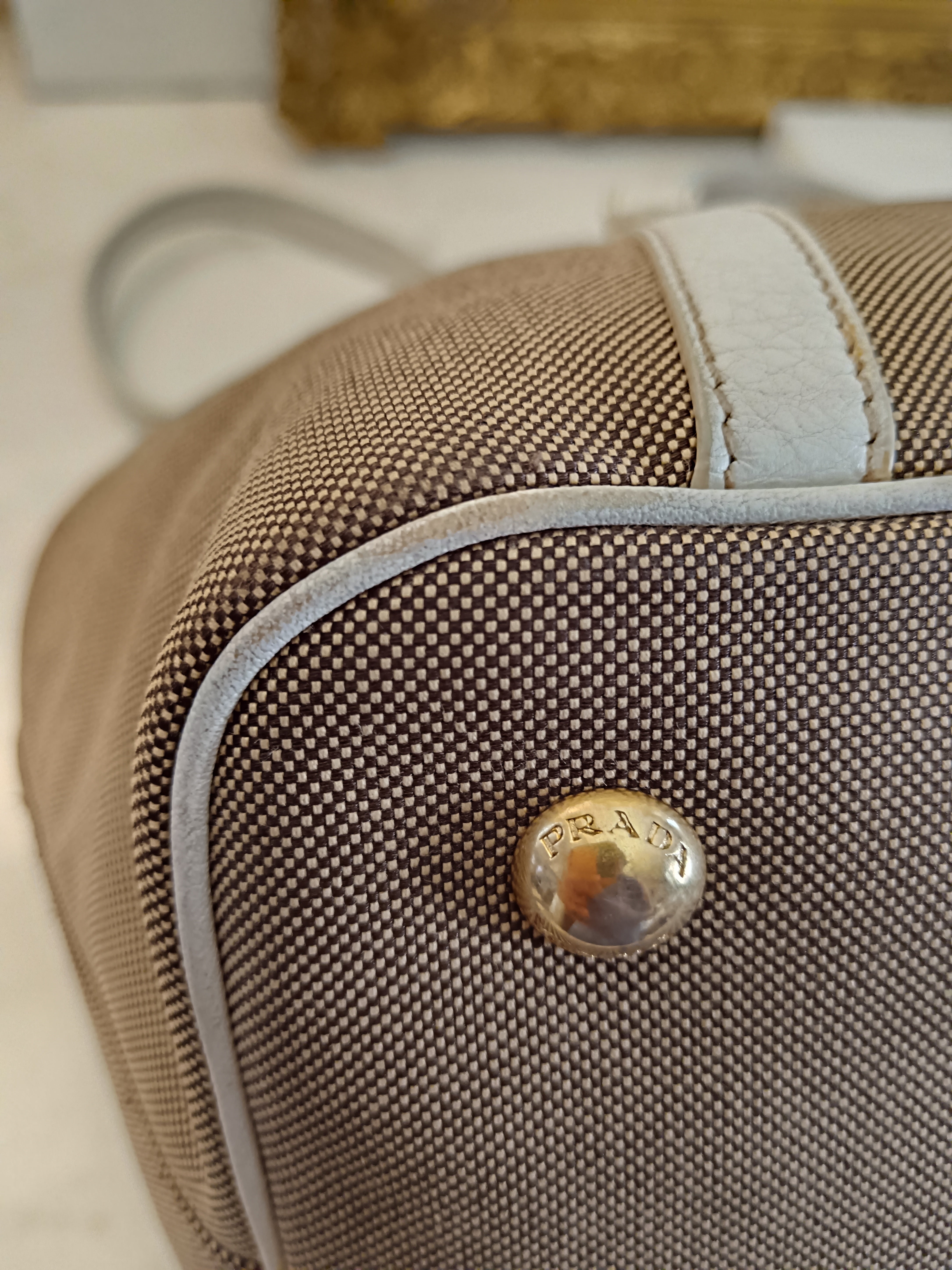 Prada - Tote/Mini Shopper Logo Jacquard Beige/Avorio con Tracolla