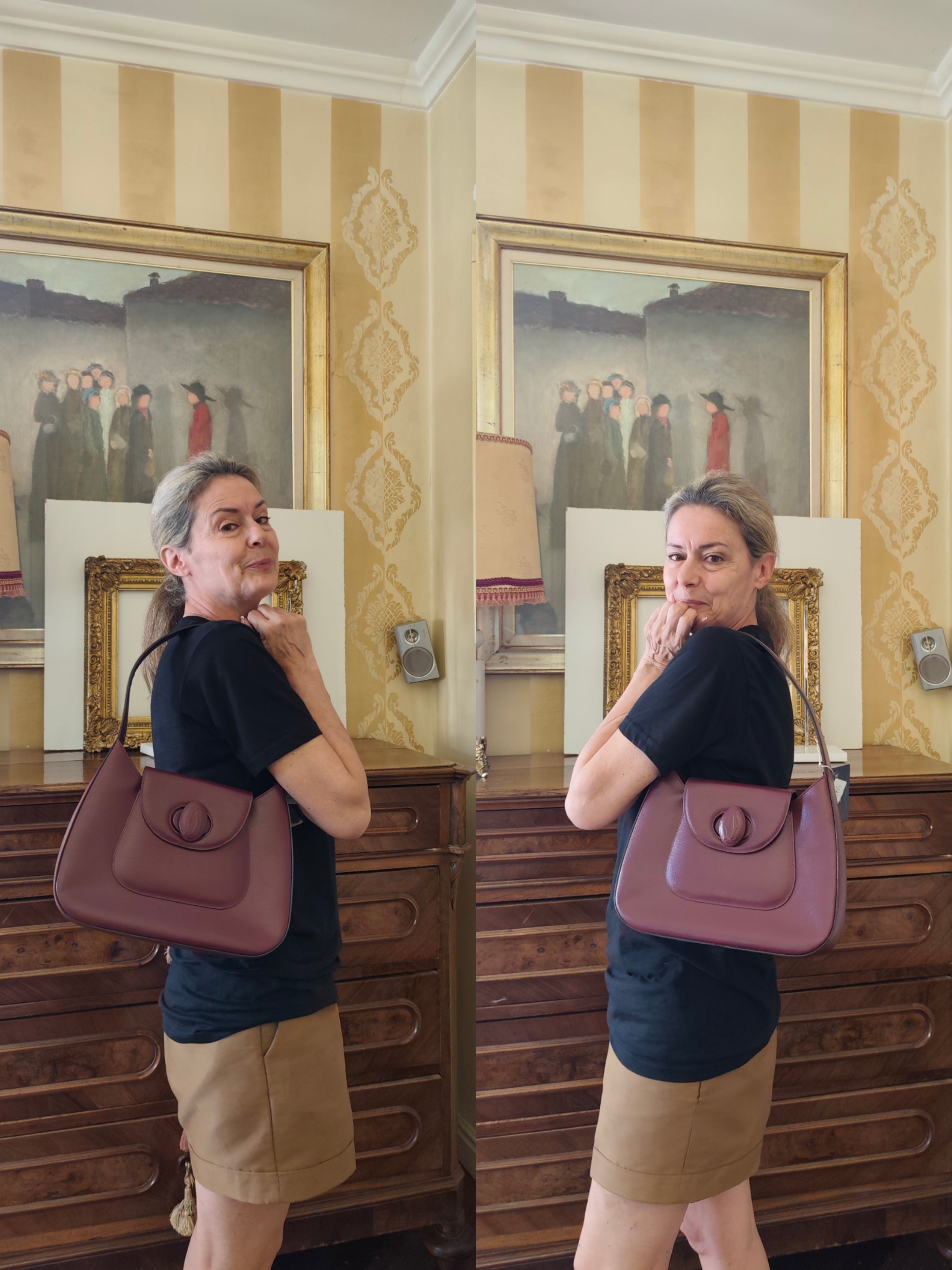 DAY 7: Art. 1102 - Cartier borsa a spalla in pelle bordeaux con chiusura a girello