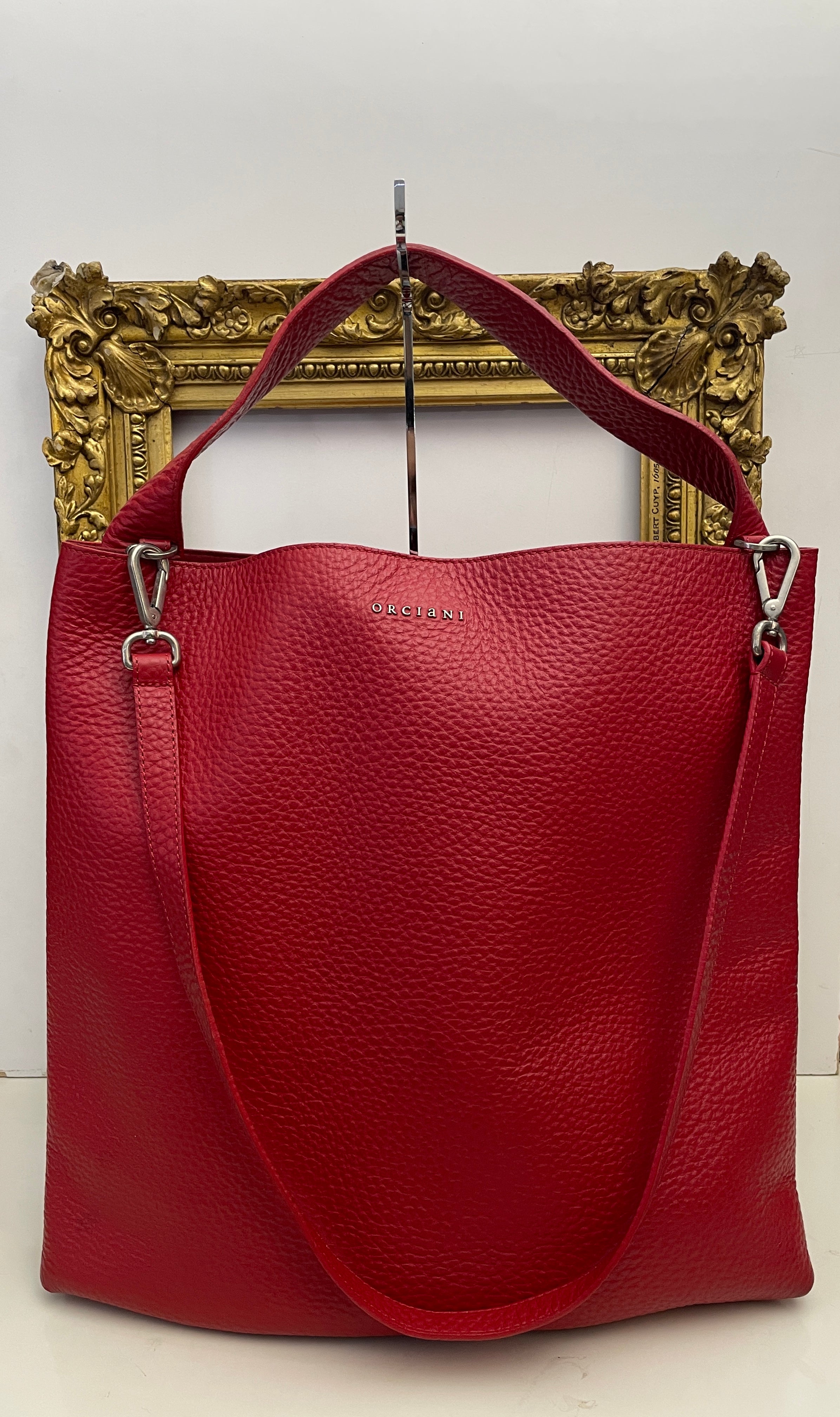 Orciani - Borsa A Spalla/Tracolla Piattina Pelle Rossa