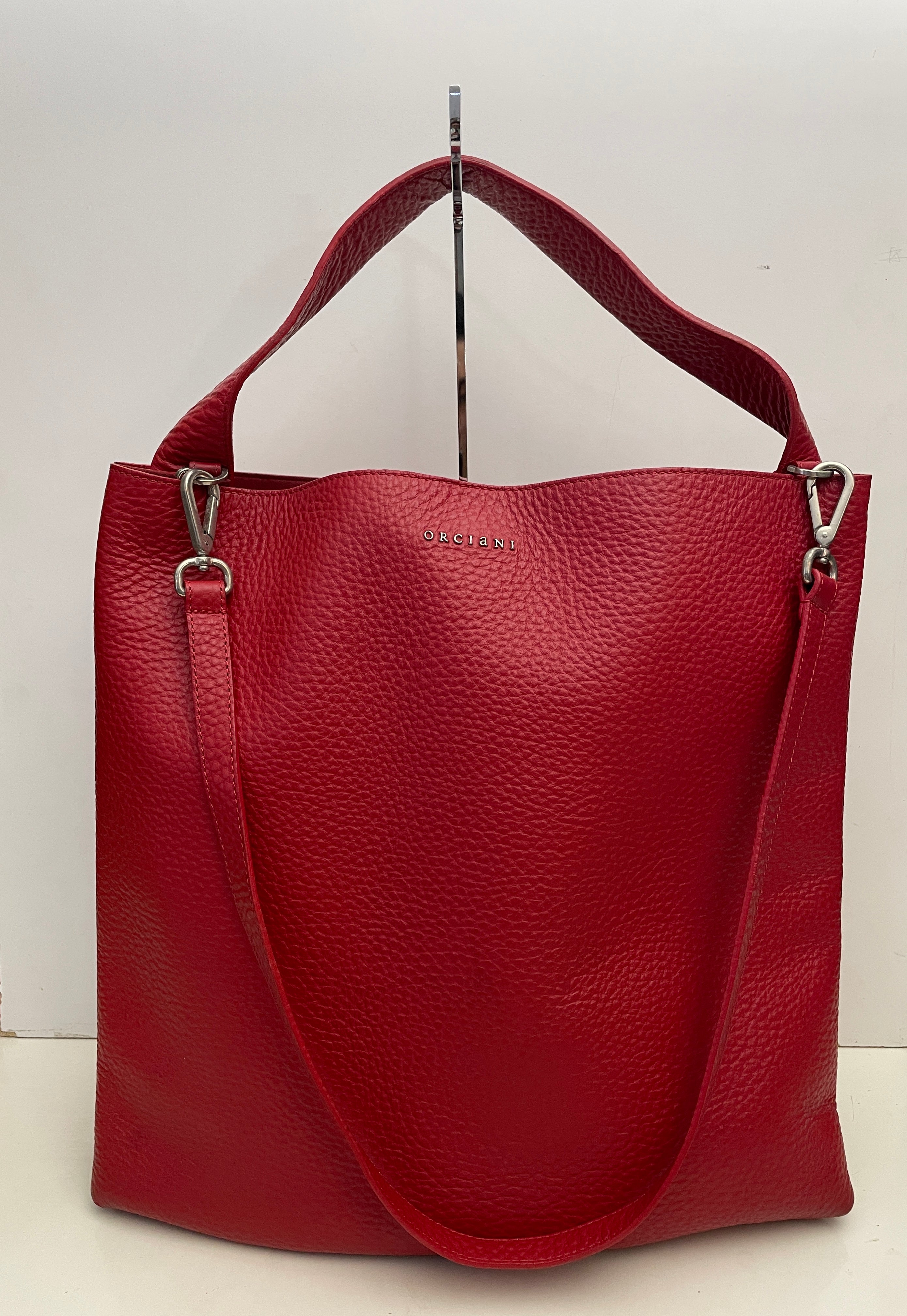 Orciani - Borsa A Spalla/Tracolla Piattina Pelle Rossa