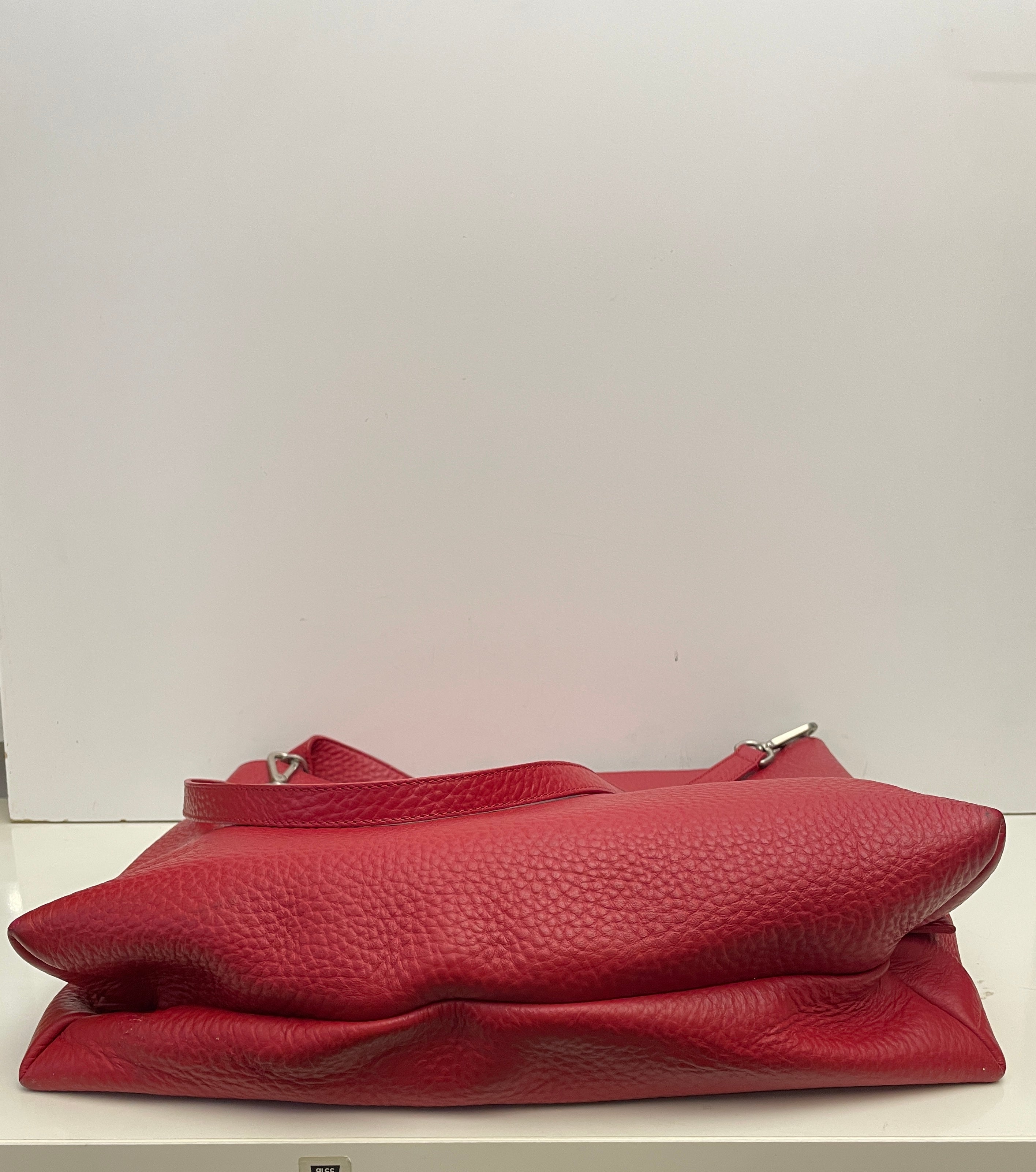 Orciani - Borsa A Spalla/Tracolla Piattina Pelle Rossa