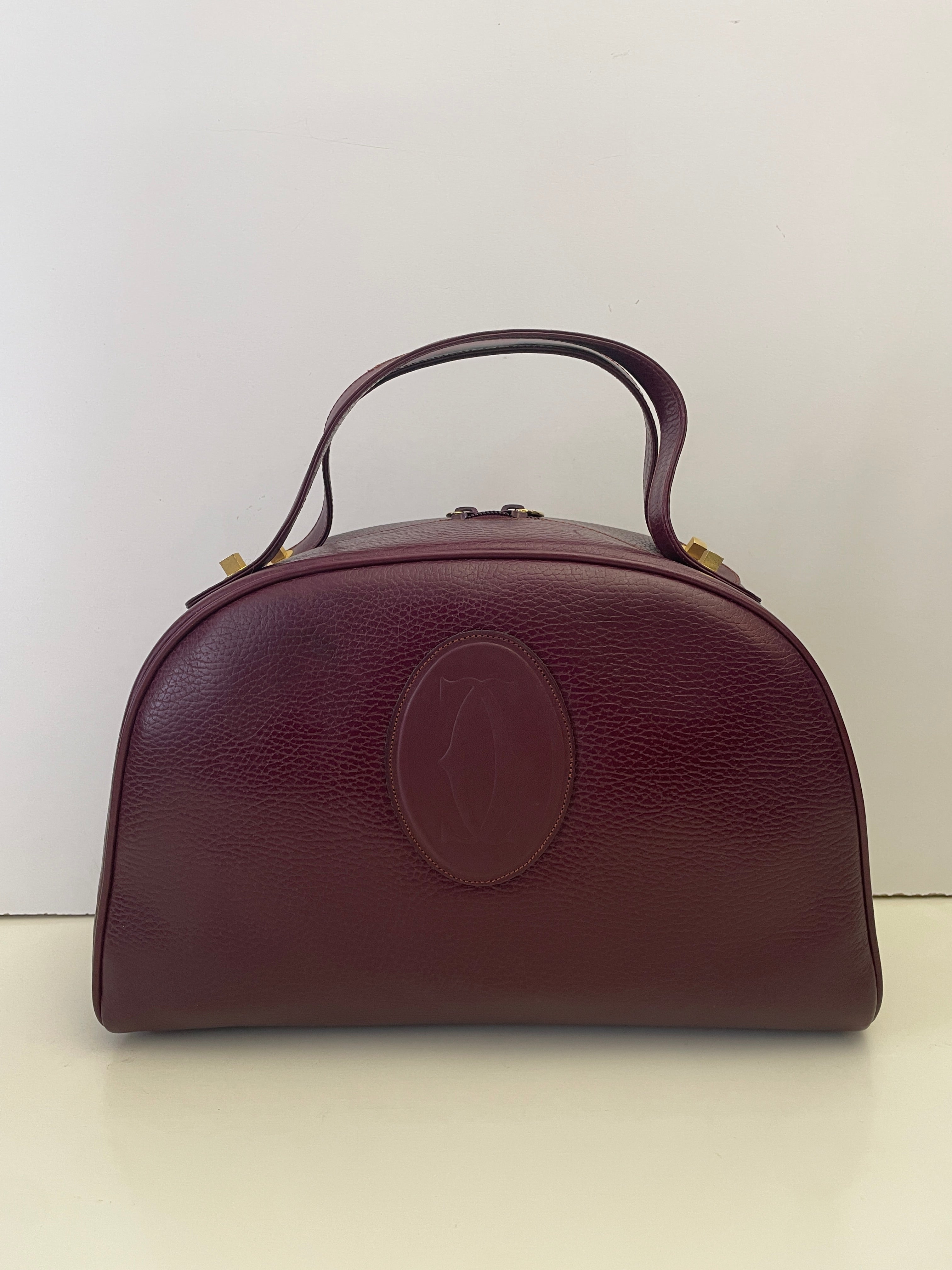 Cartier - Borsa a Mano Mezzaluna in Pelle Bordeaux
