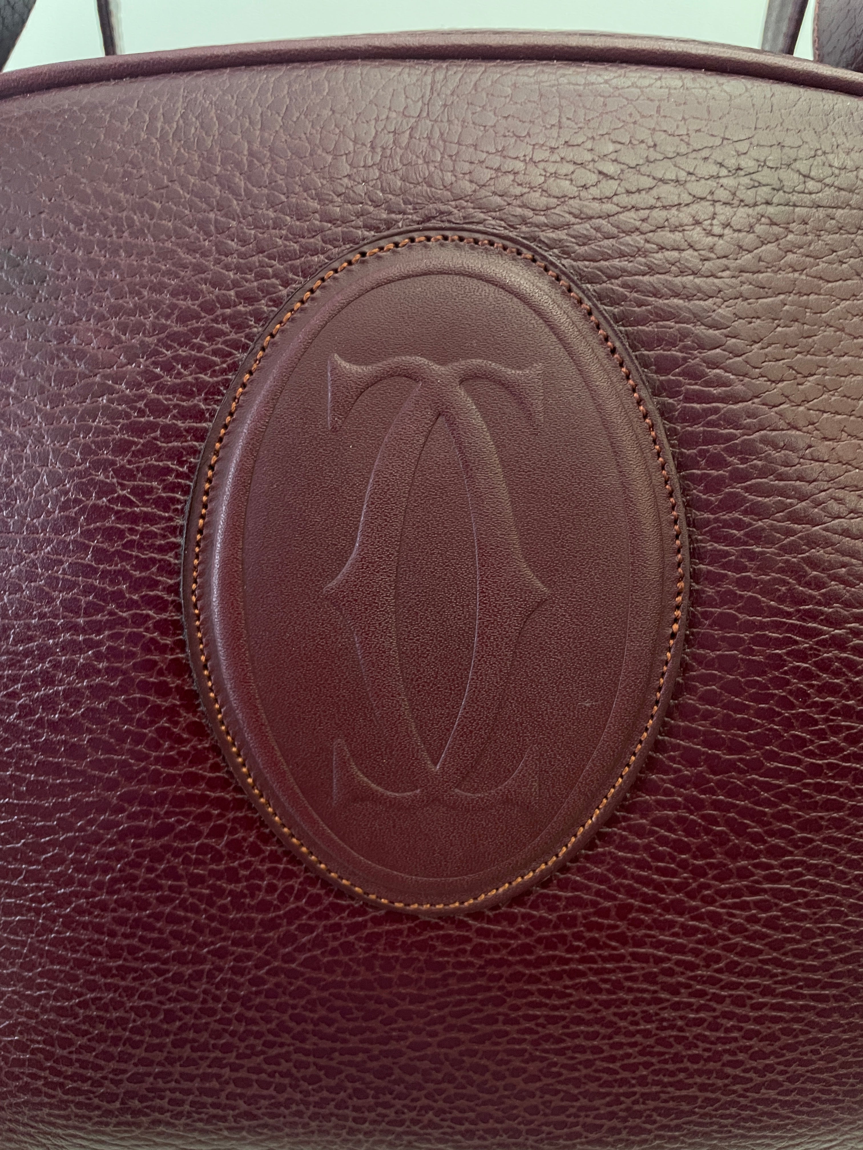 Cartier - Borsa a Mano Mezzaluna in Pelle Bordeaux