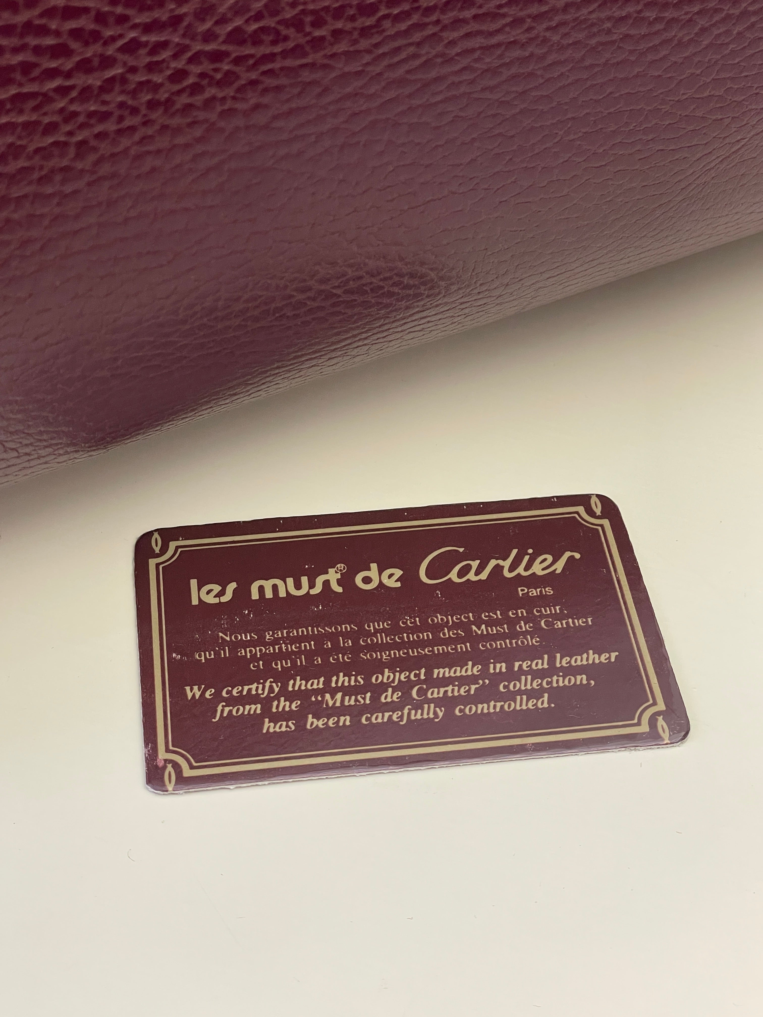 Cartier - Borsa a Mano Mezzaluna in Pelle Bordeaux