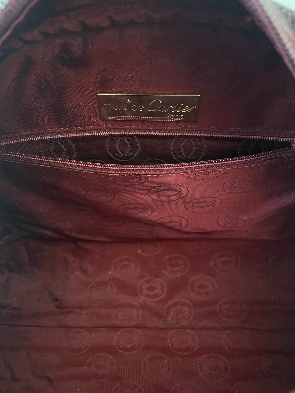 Cartier - Borsa a Mano Mezzaluna in Pelle Bordeaux