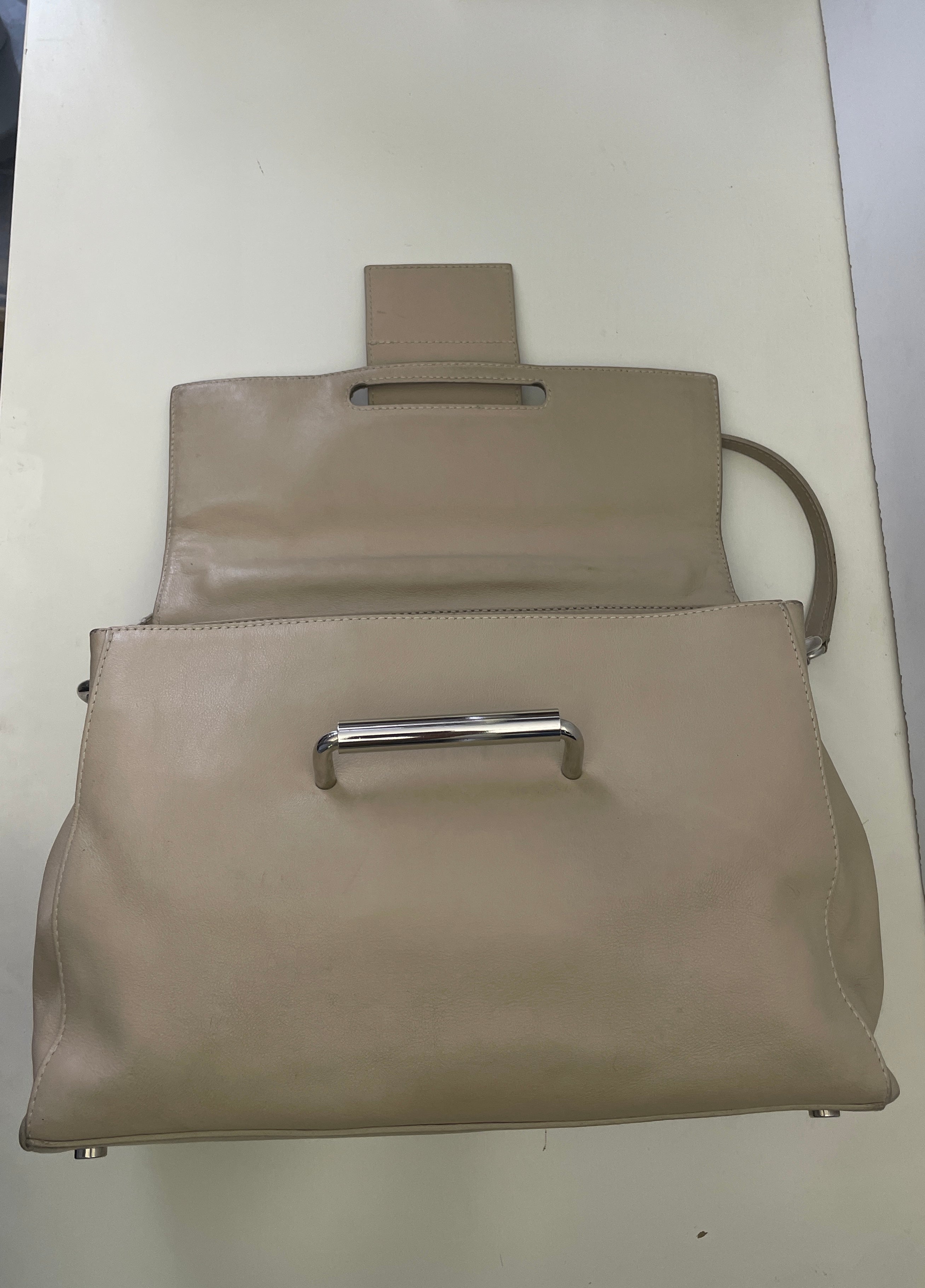 Orciani - Borsa A Spalla Pelle Beige Con Borchie