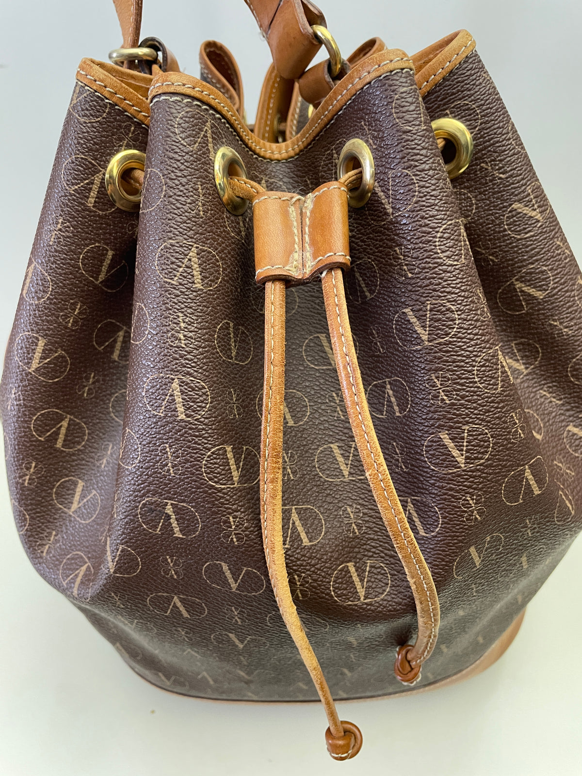 Valentino Garavani - Secchio Monogram Portabilità Zaino Vintage Marrone