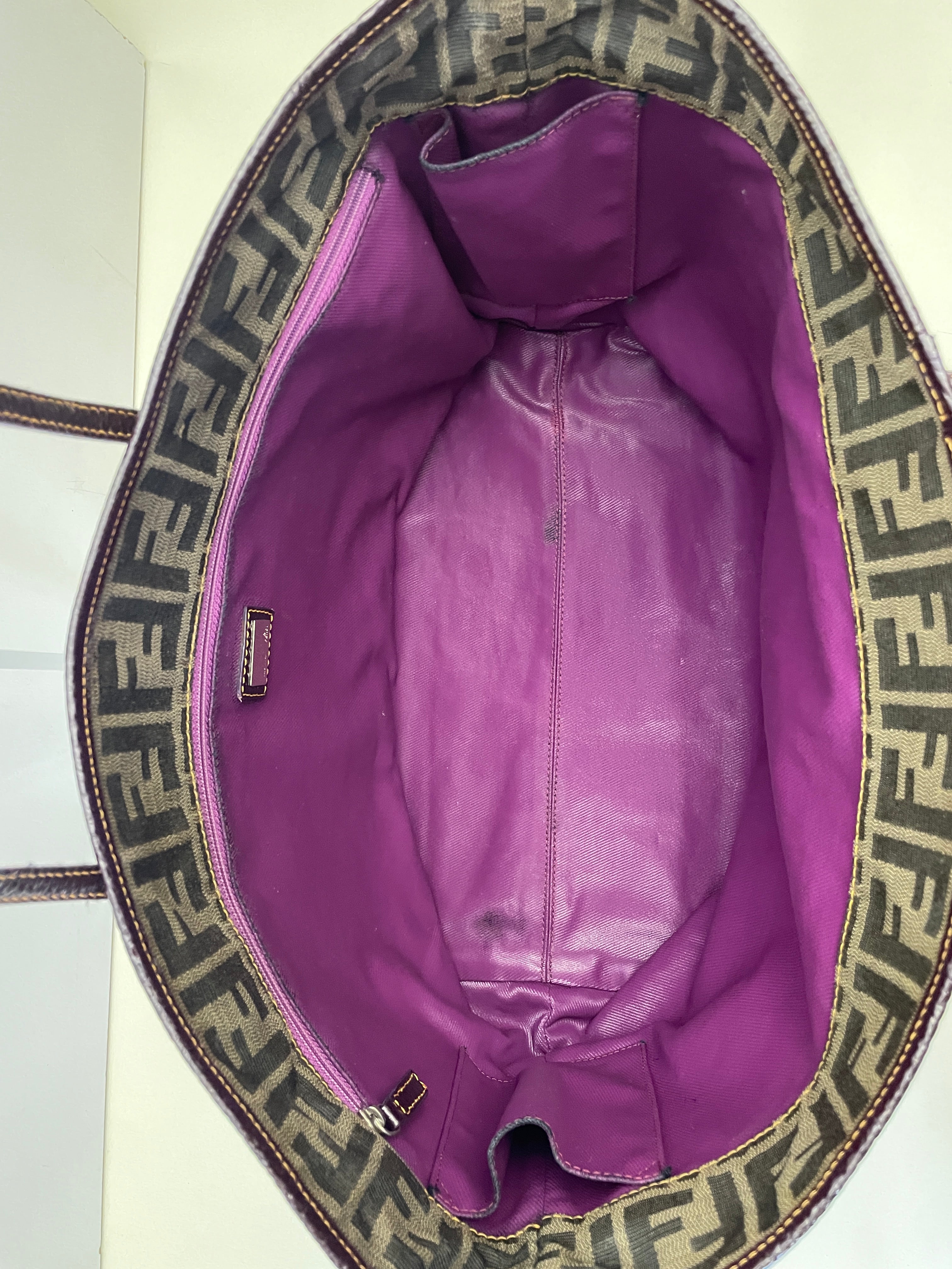 Fendi – Tote Roll Bag Tote “Zucca” Con Interno Viola