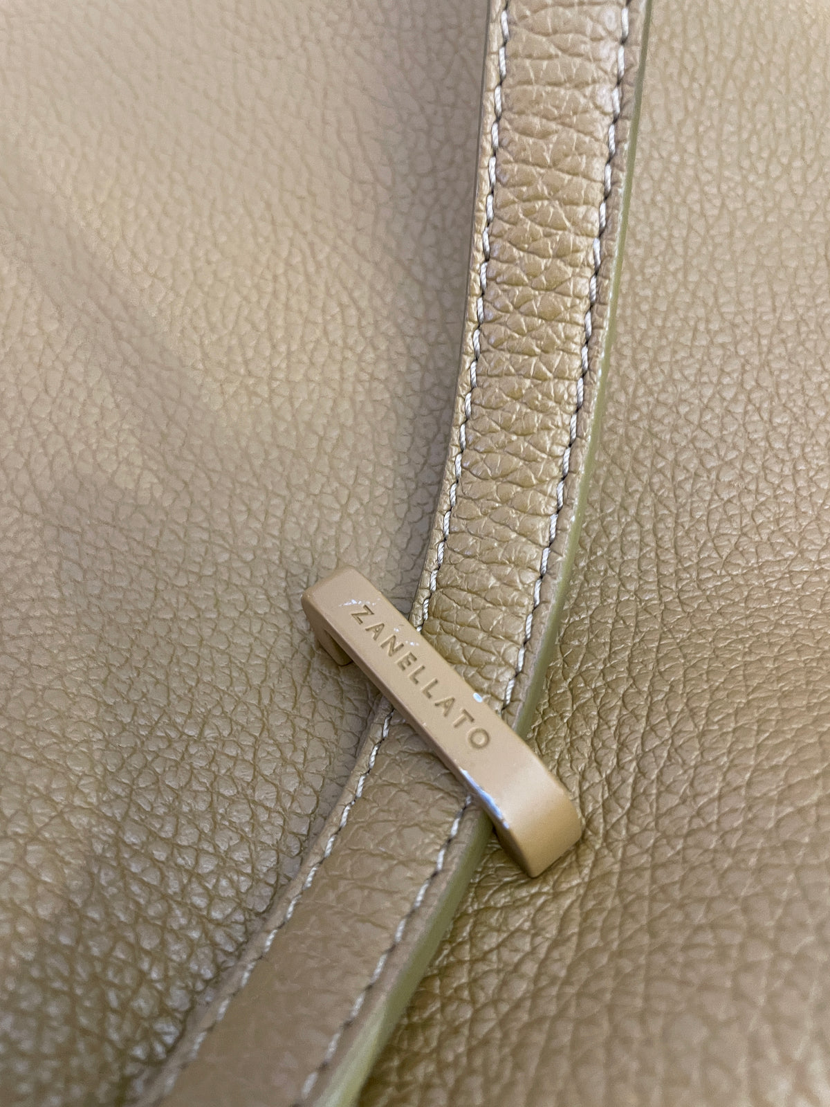 Zanellato - Hobo "Ima" In Pelle Martellata Coloniale Con Intrecci In Stoffa Beige Bordi