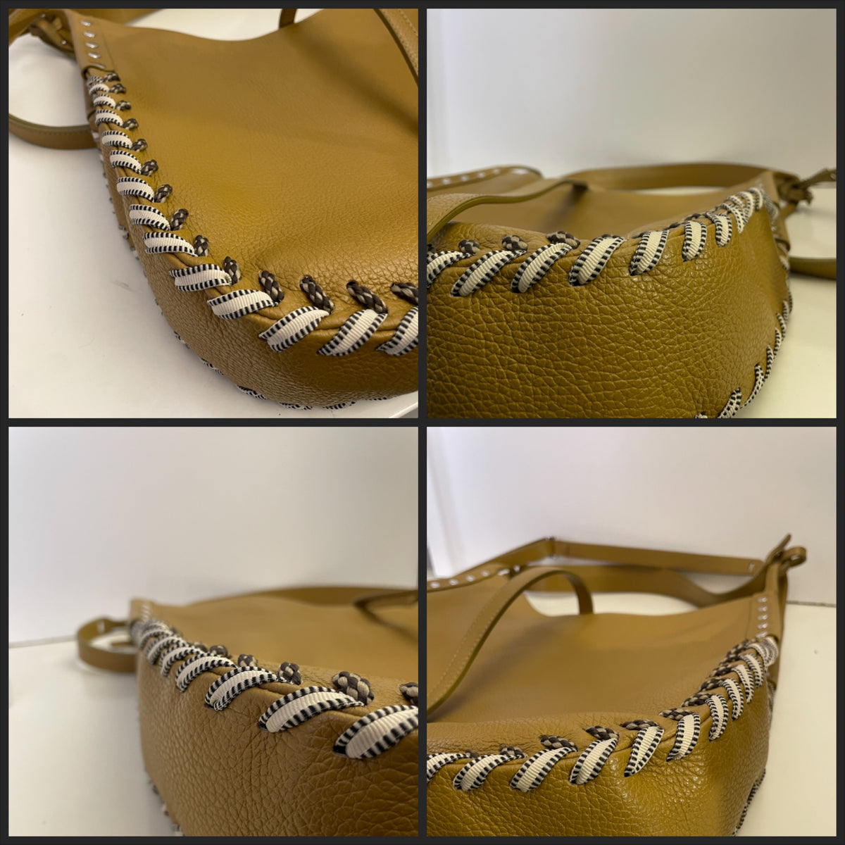 Zanellato - Hobo "Ima" In Pelle Martellata Coloniale Con Intrecci In Stoffa Beige Bordi