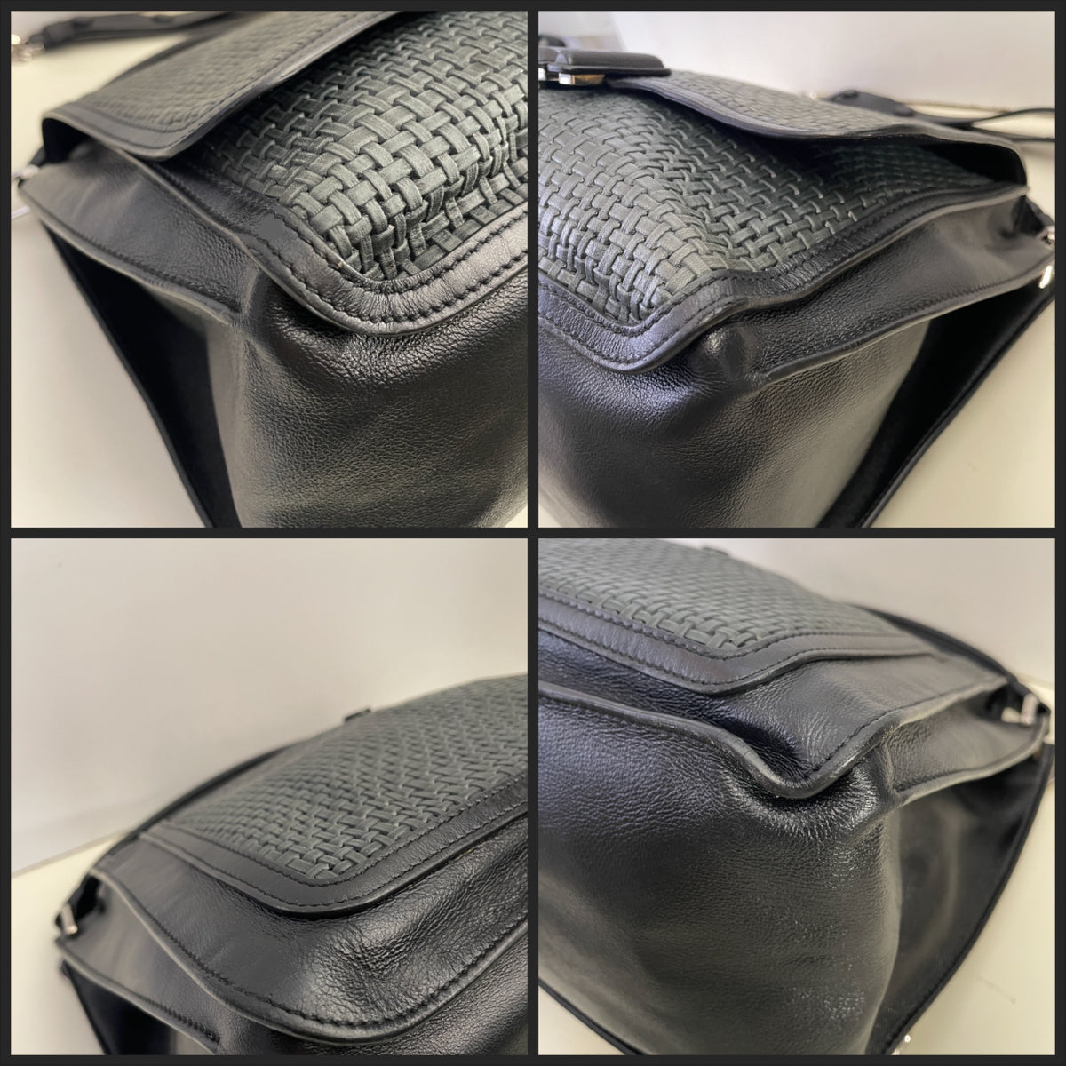 Tod's - Double T Pelle Nera E Intreccio Grigio Scuro