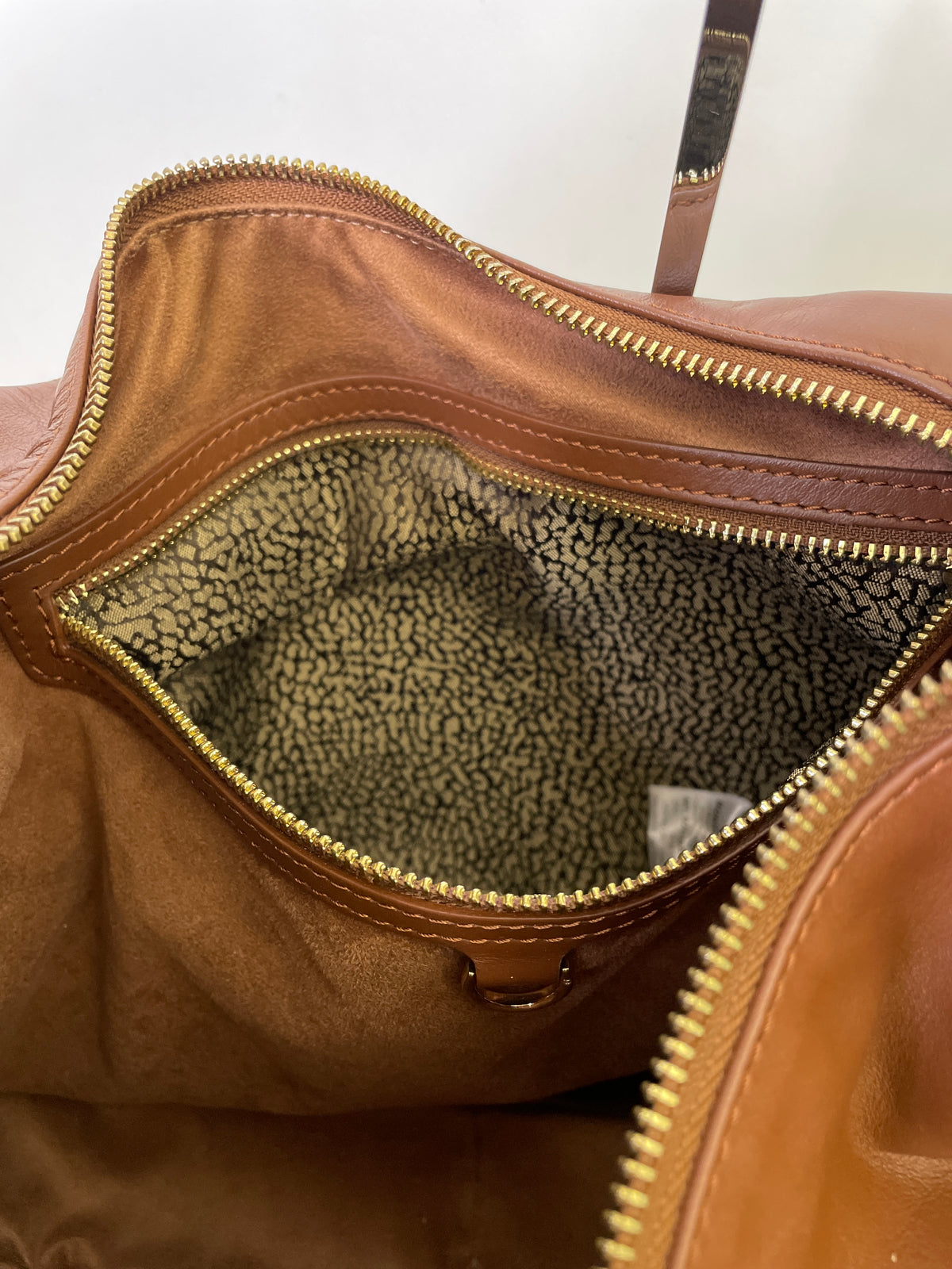 Borbonese - Hobo "Oyster" Pelle Cognac Con Bordi Tapiro