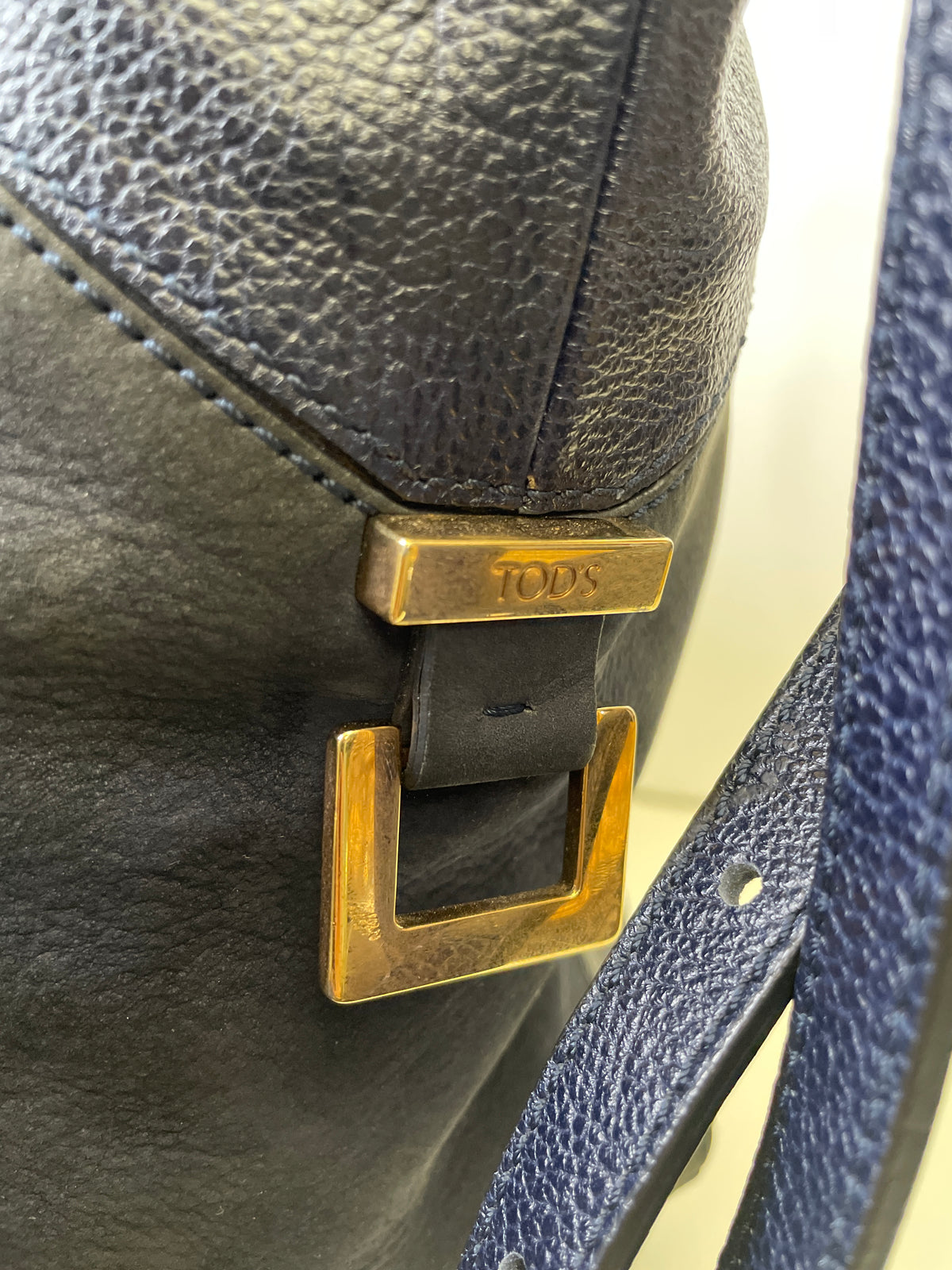 Tod's - Shopper In Pelle Blu e Suede Nero
