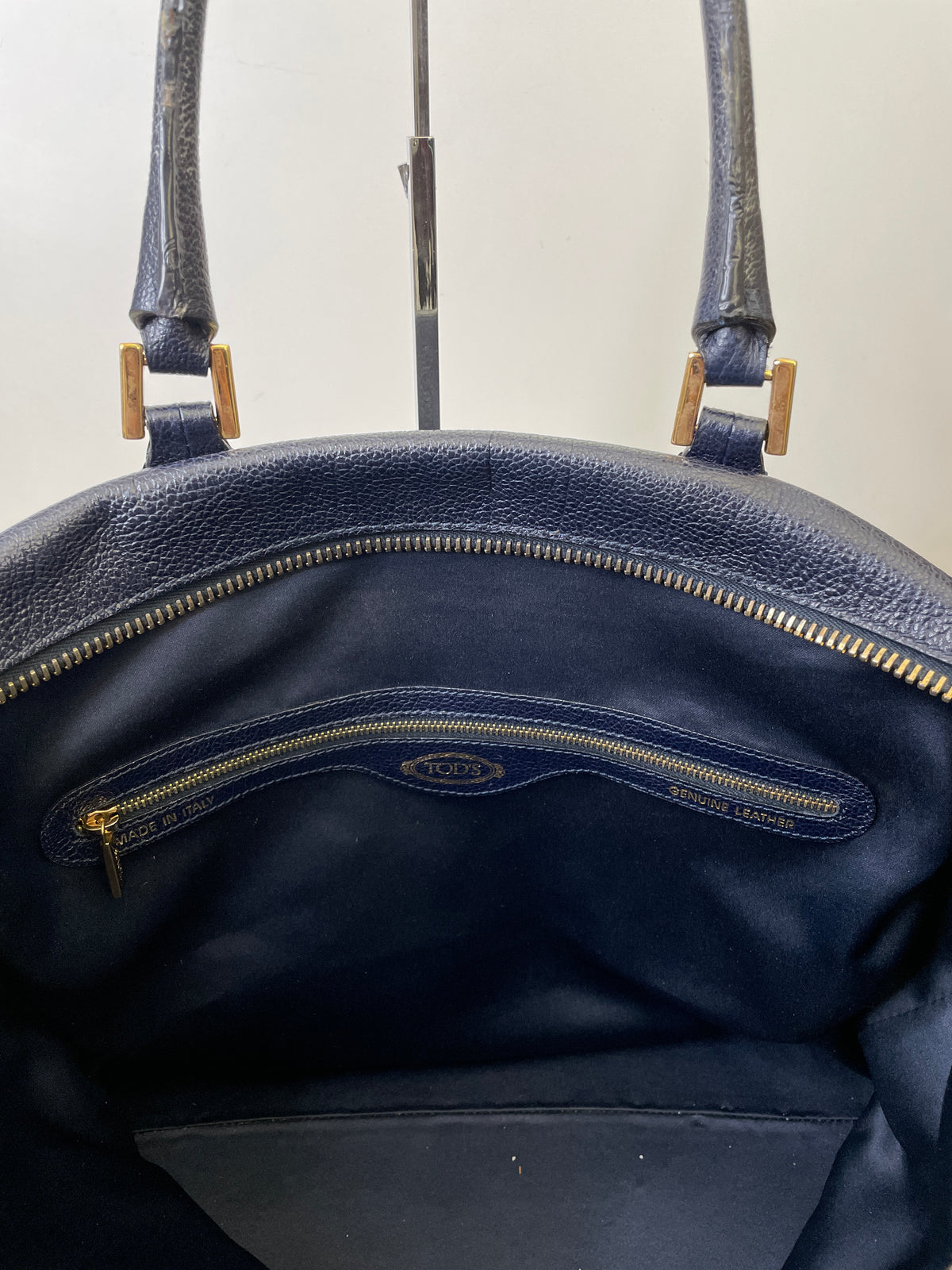 Tod's - Shopper In Pelle Blu e Suede Nero