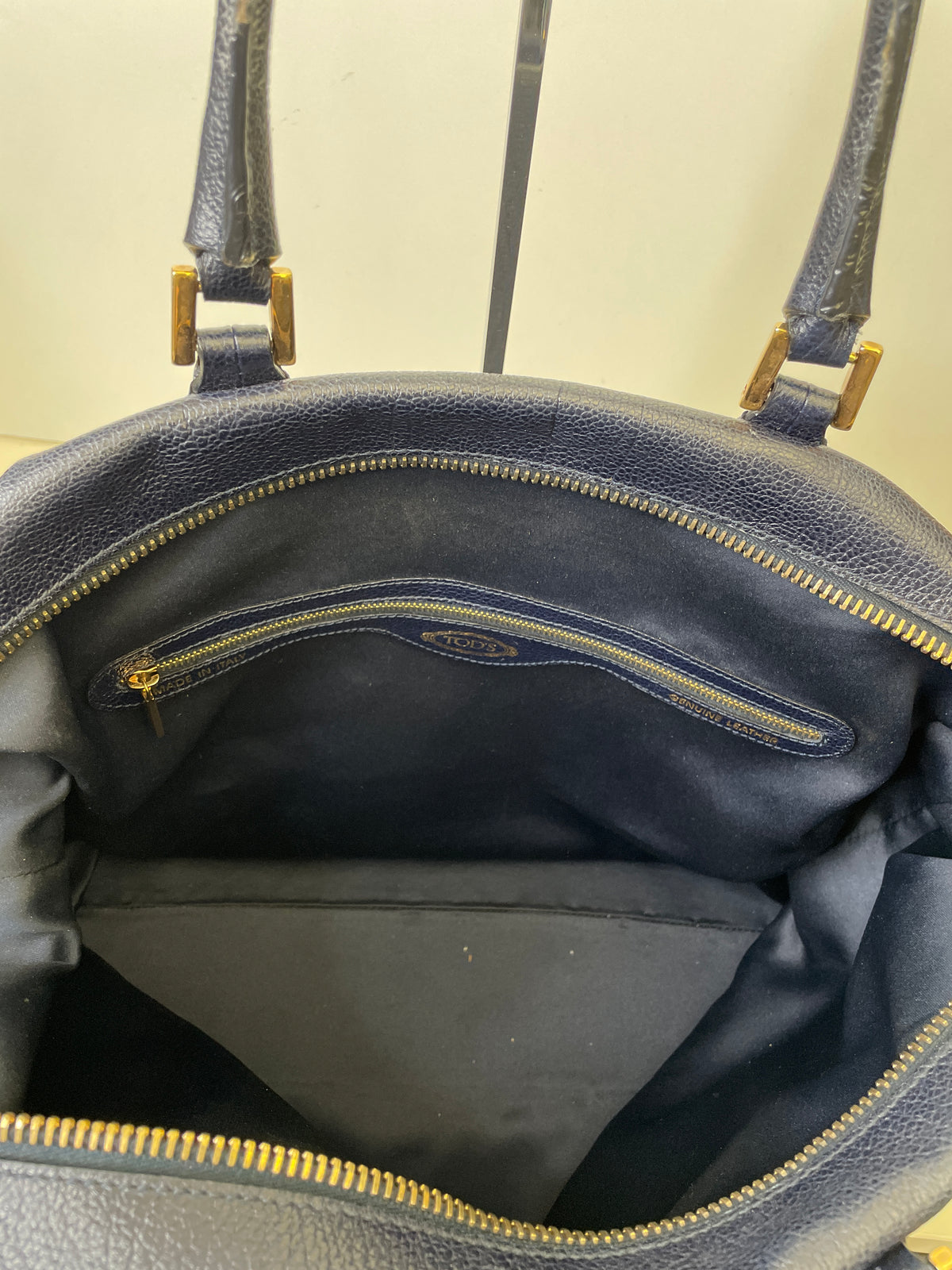 Tod's - Shopper In Pelle Blu e Suede Nero