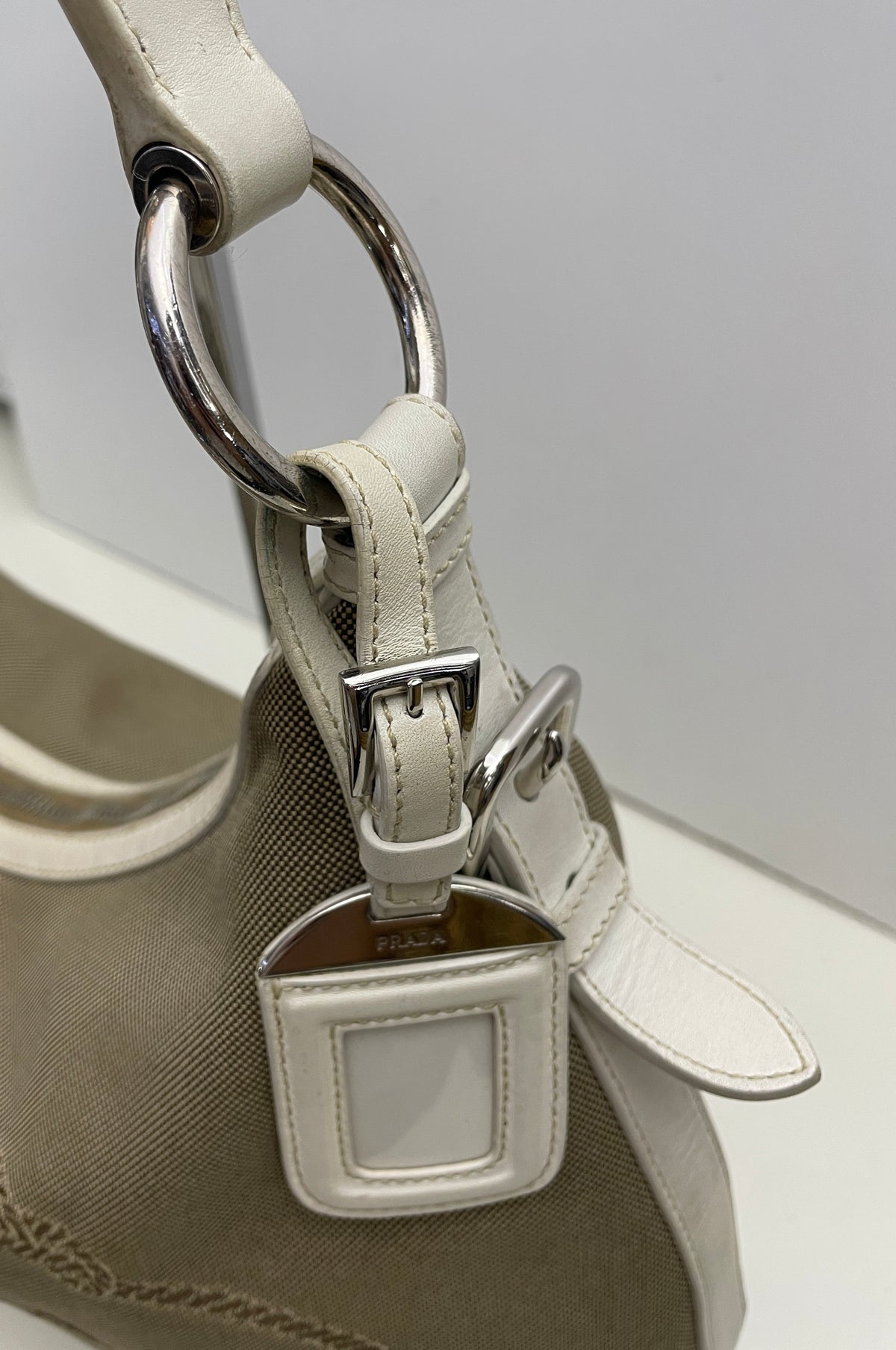 Prada - Hobo Logo Jacquard Beige e Avorio