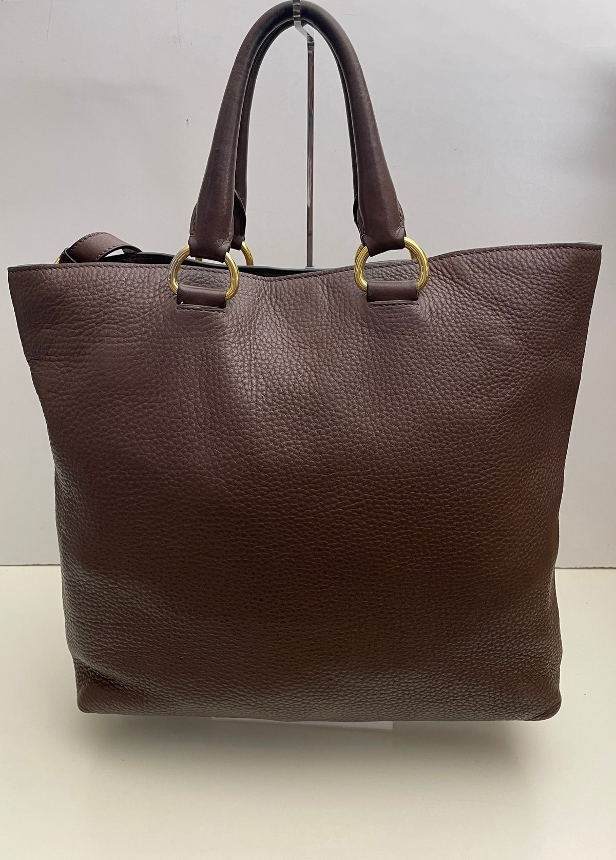 Prada - Shopper in Pelle Martellata Marrone Abbronzato