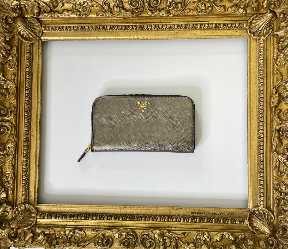 Prada Portafoglio Zip Continental Saffiano Bronzo