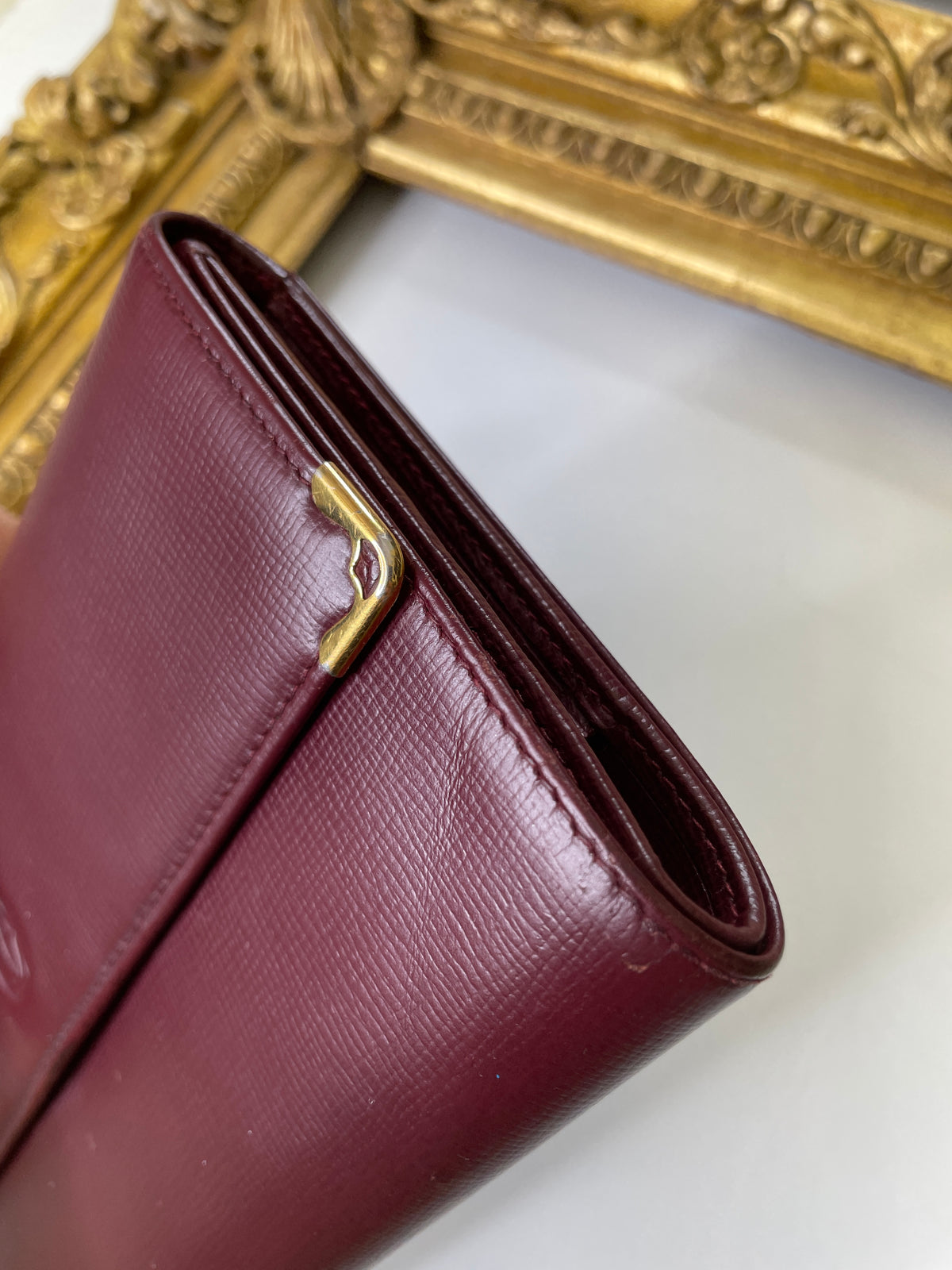 Cartier Portafoglio Grande Donna Pelle bordò Nuovo Full Set
