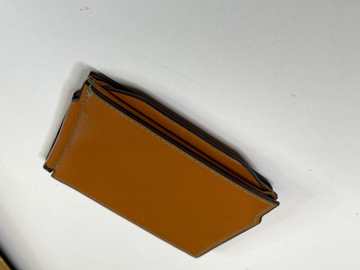 Valextra Grip Spring Trifold pelle coloniale imp. verdi + dustbag