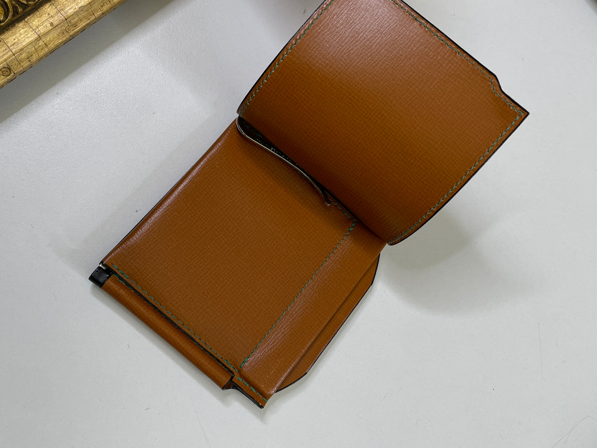 Valextra Grip Spring Trifold pelle coloniale imp. verdi + dustbag