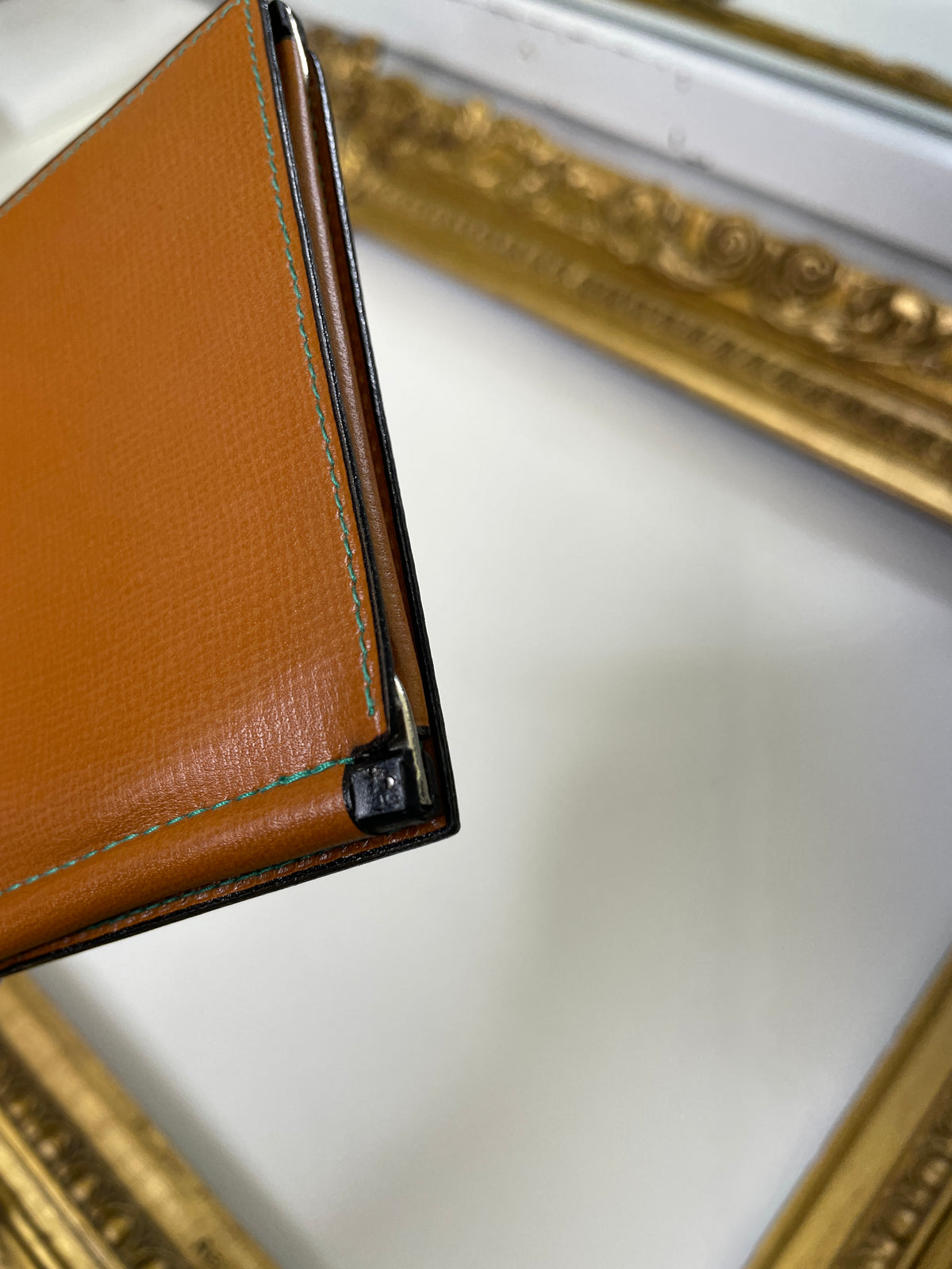 Valextra Grip Spring Trifold pelle coloniale imp. verdi + dustbag