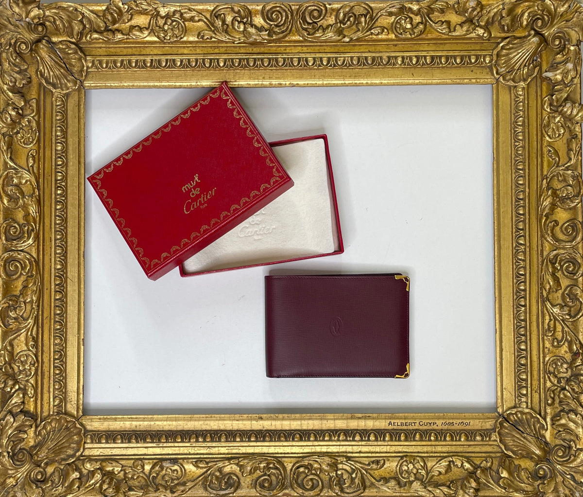 Cartier Portafoglio Uomo + Portassegni in Pelle Bordeaux Full Set