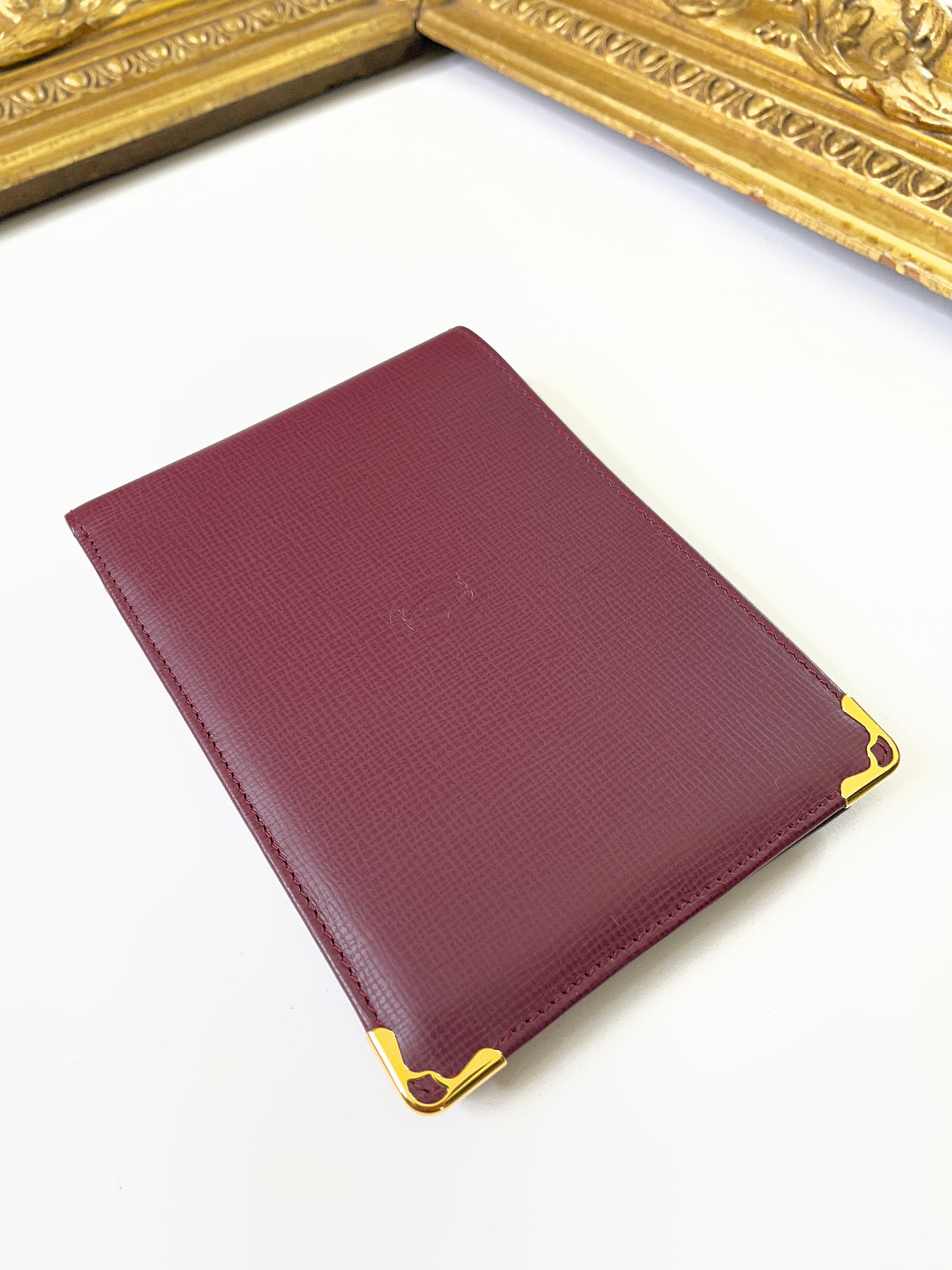Cartier Portafoglio Uomo + Portassegni in Pelle Bordeaux Full Set