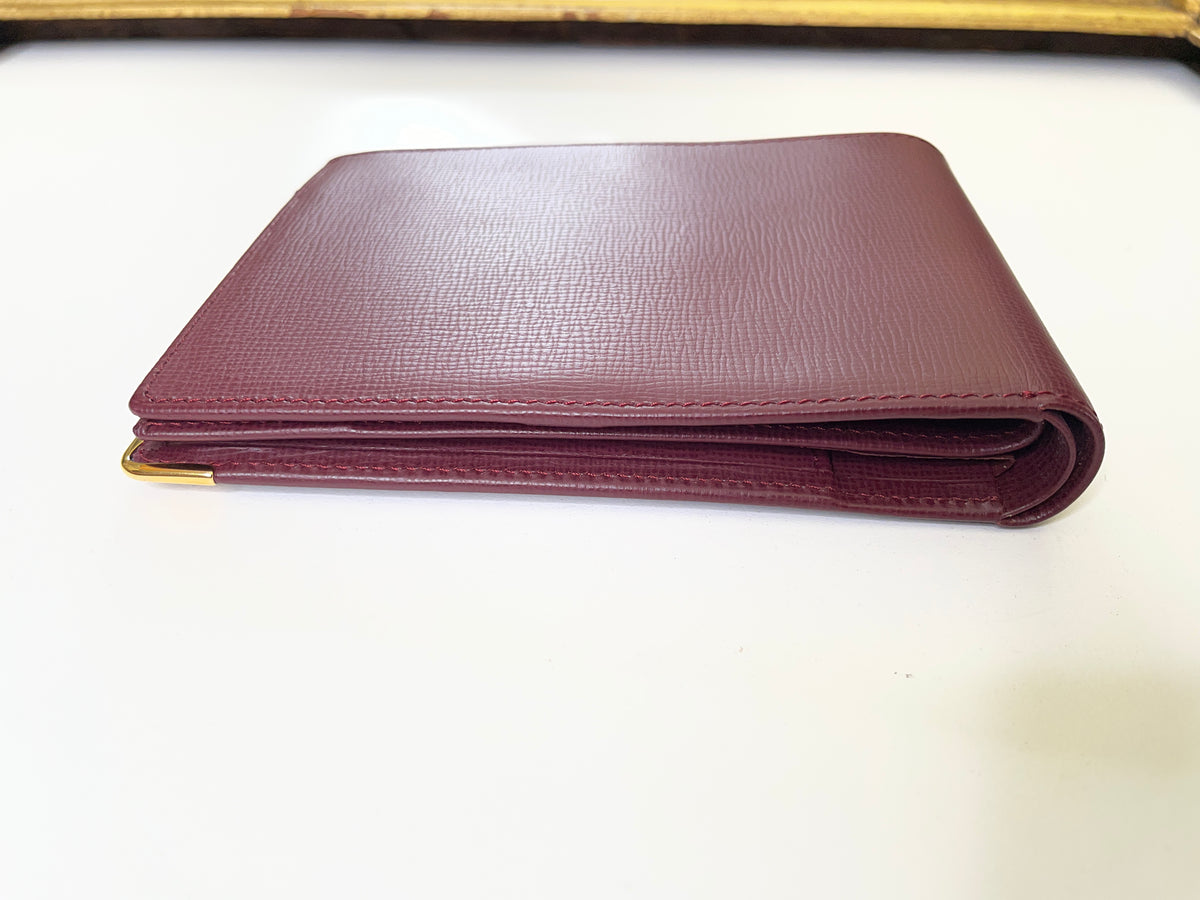 Cartier Portafoglio Uomo + Portassegni in Pelle Bordeaux Full Set