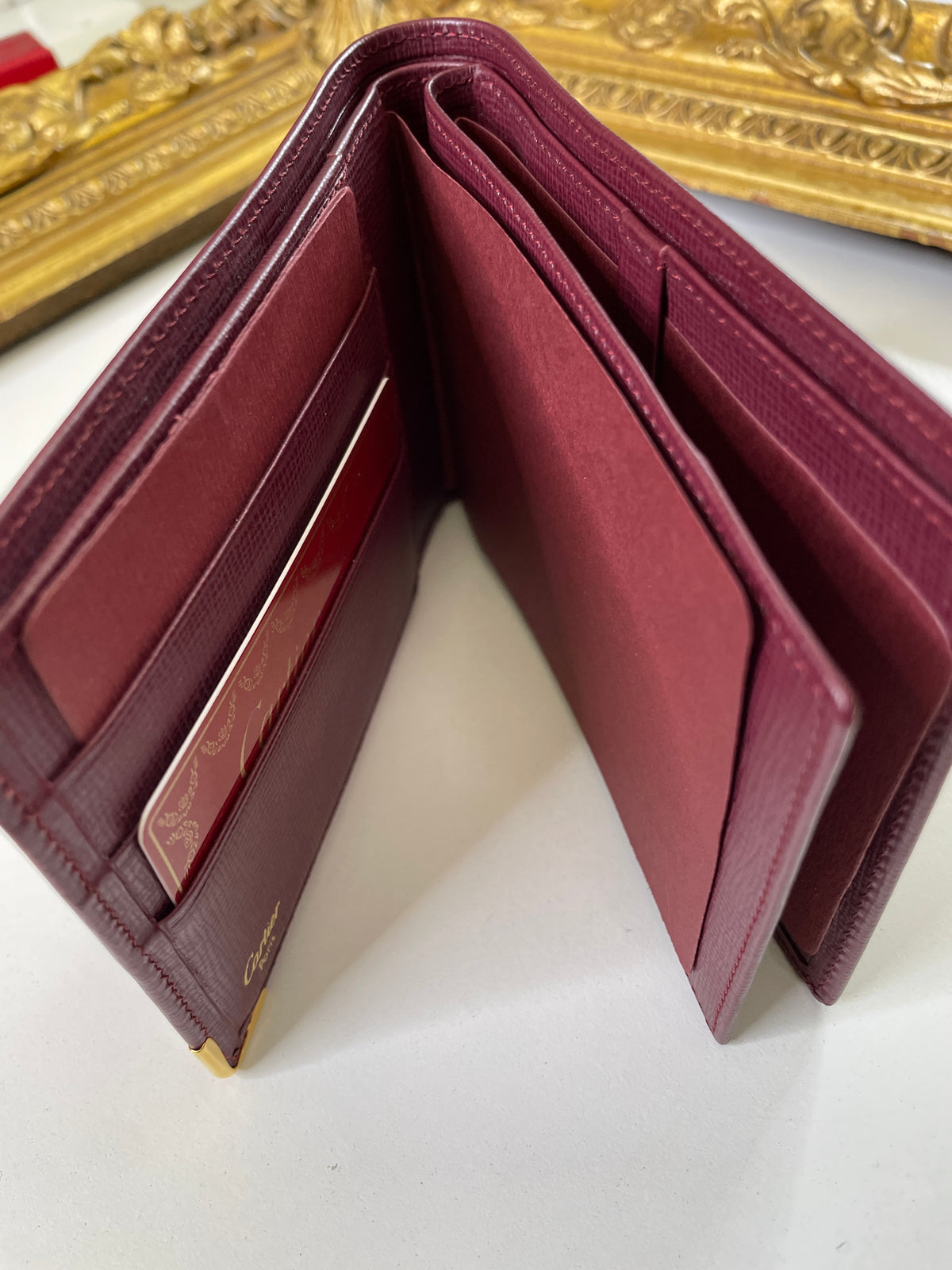 Cartier Portafoglio Uomo + Portassegni in Pelle Bordeaux Full Set