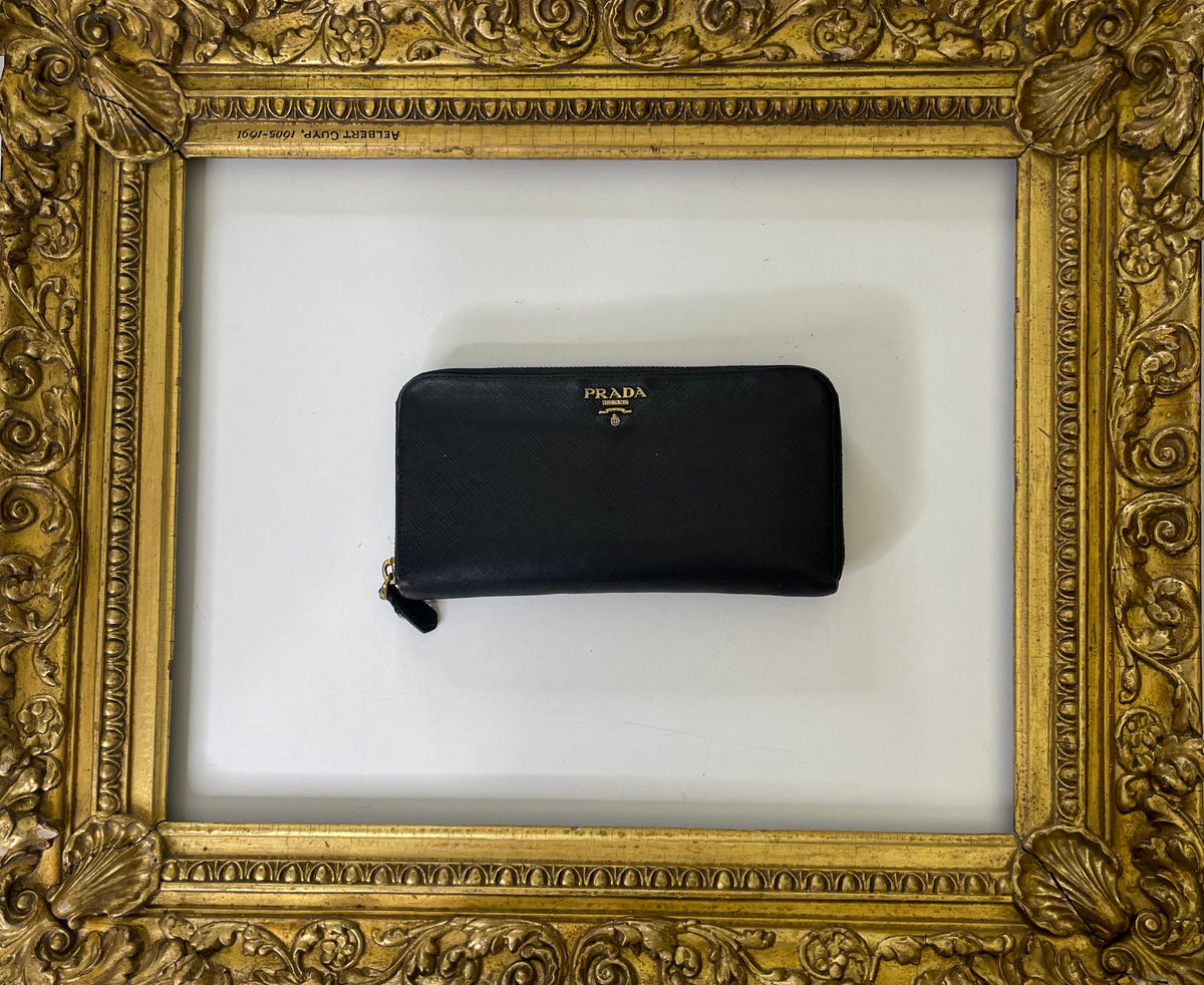 Prada - Portafoglio XL Gigante Saffiano Nero Lettering + Card