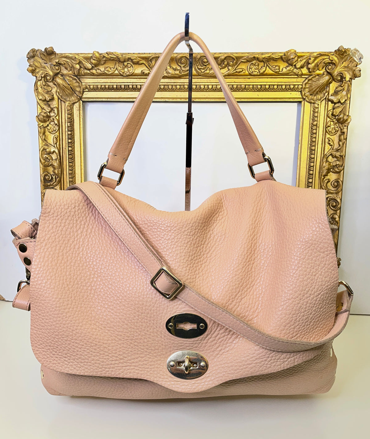 Zanellato - Postina Grande in Pelle Rosa/Nude con Tracolla