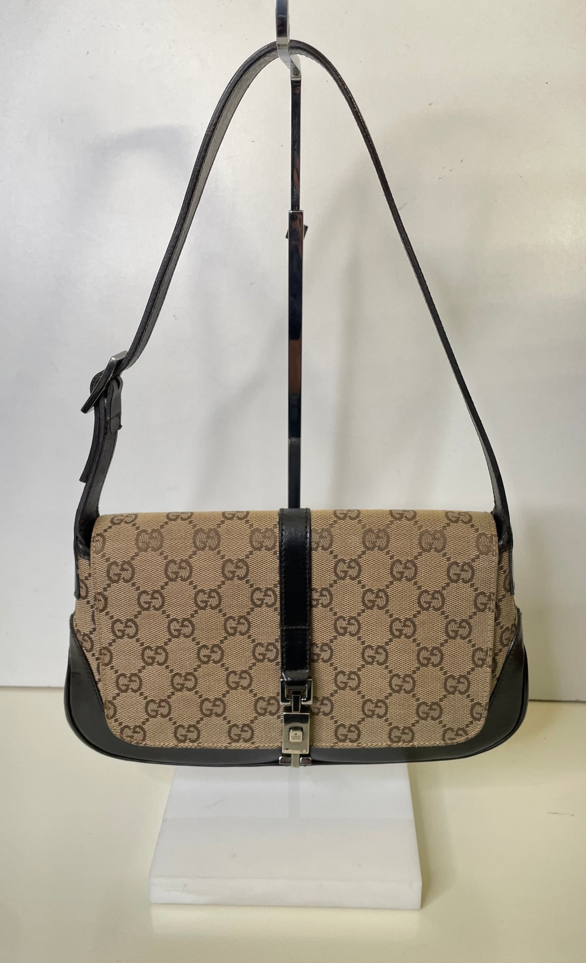 Gucci - Jackie Mini GG Beige con Pelle Marrone
