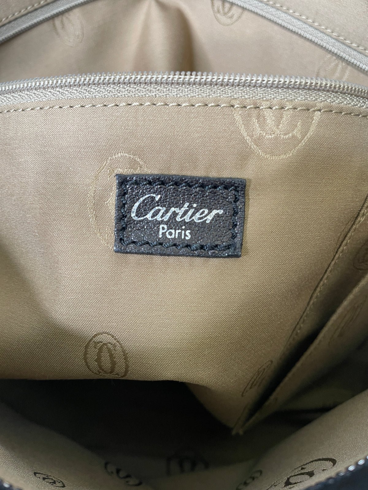 Cartier – Borsa a Spalla Marcello in Pelle Nera con Inserti in Lucertola