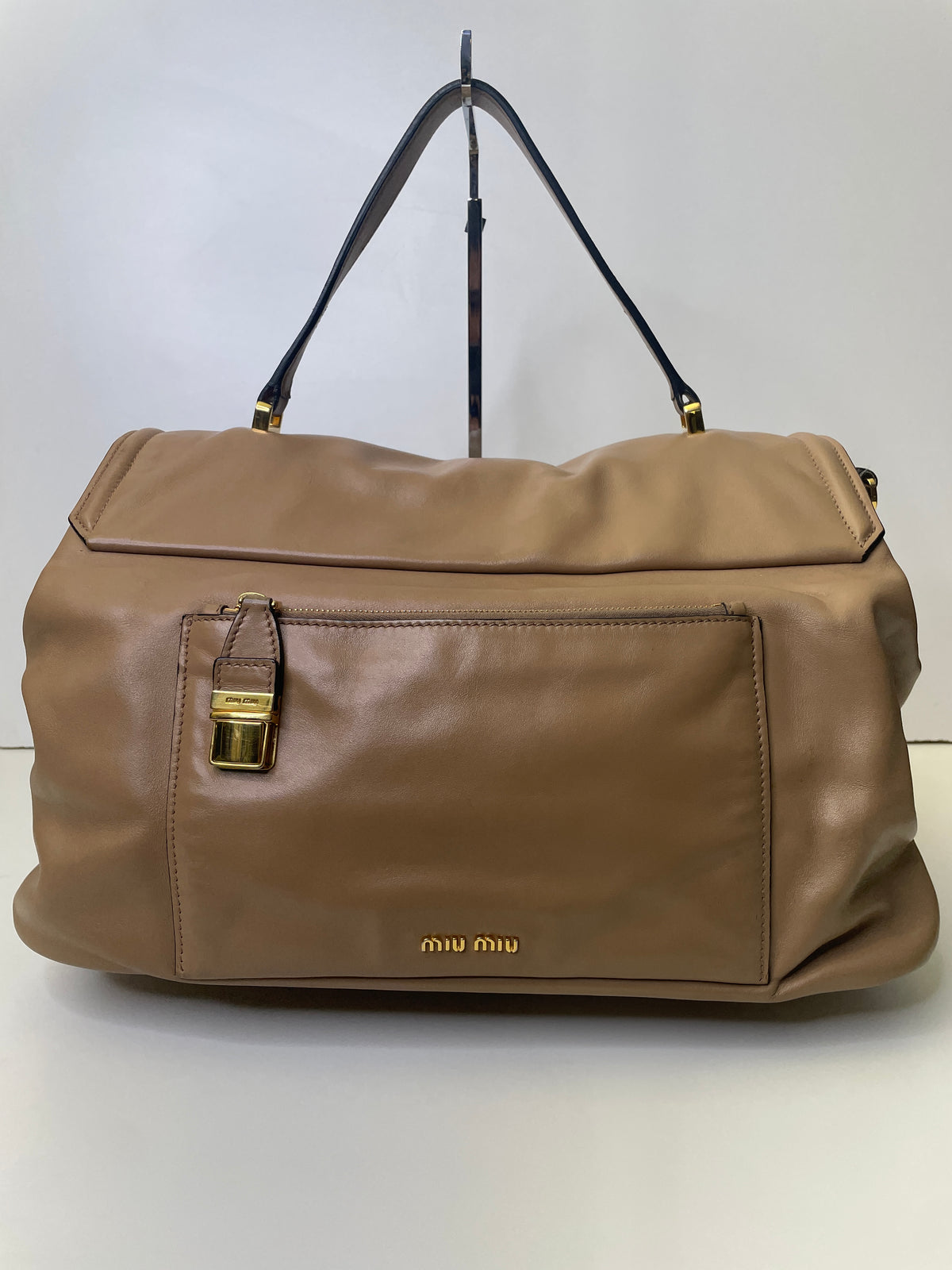 Miu Miu - Borsa Satchel in Pelle Cammello Full Set