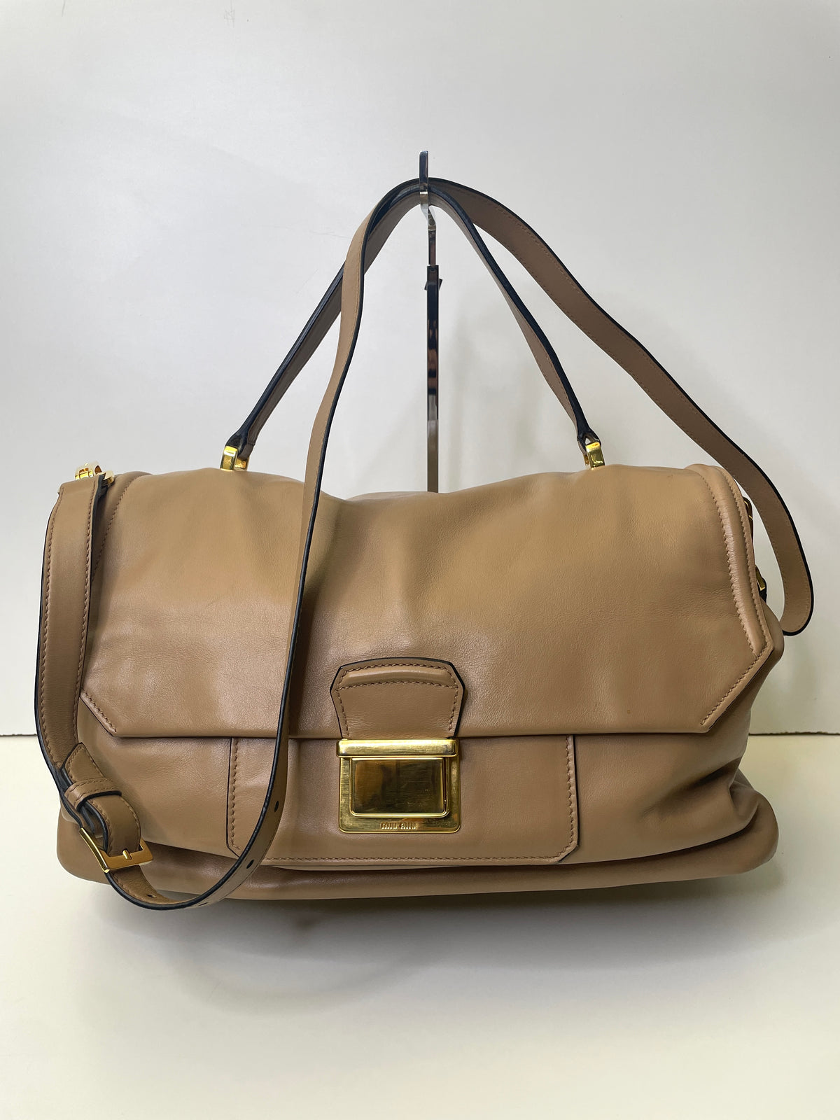 Miu Miu - Borsa Satchel in Pelle Cammello Full Set