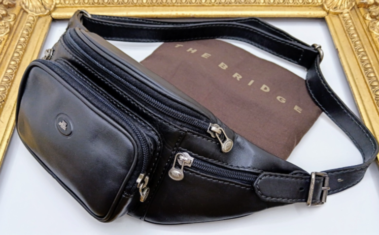 THE BRIDGE - MARSUPIO MISURA GRANDE TASCHINE LATERALI LINEA STORY PELLE NERA