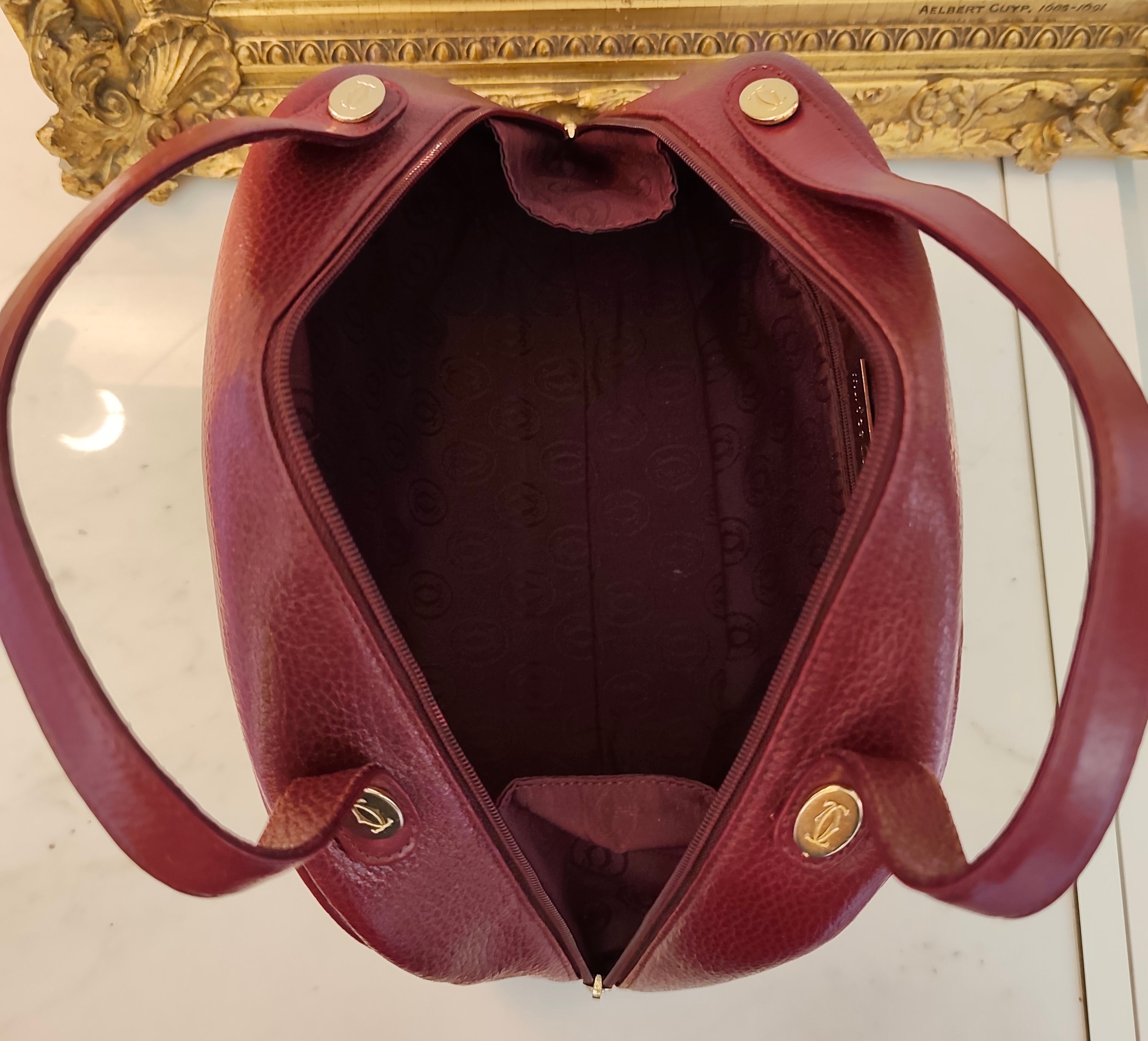 Cartier - Borsa a Mano Doubleface in Pelle Bordeaux