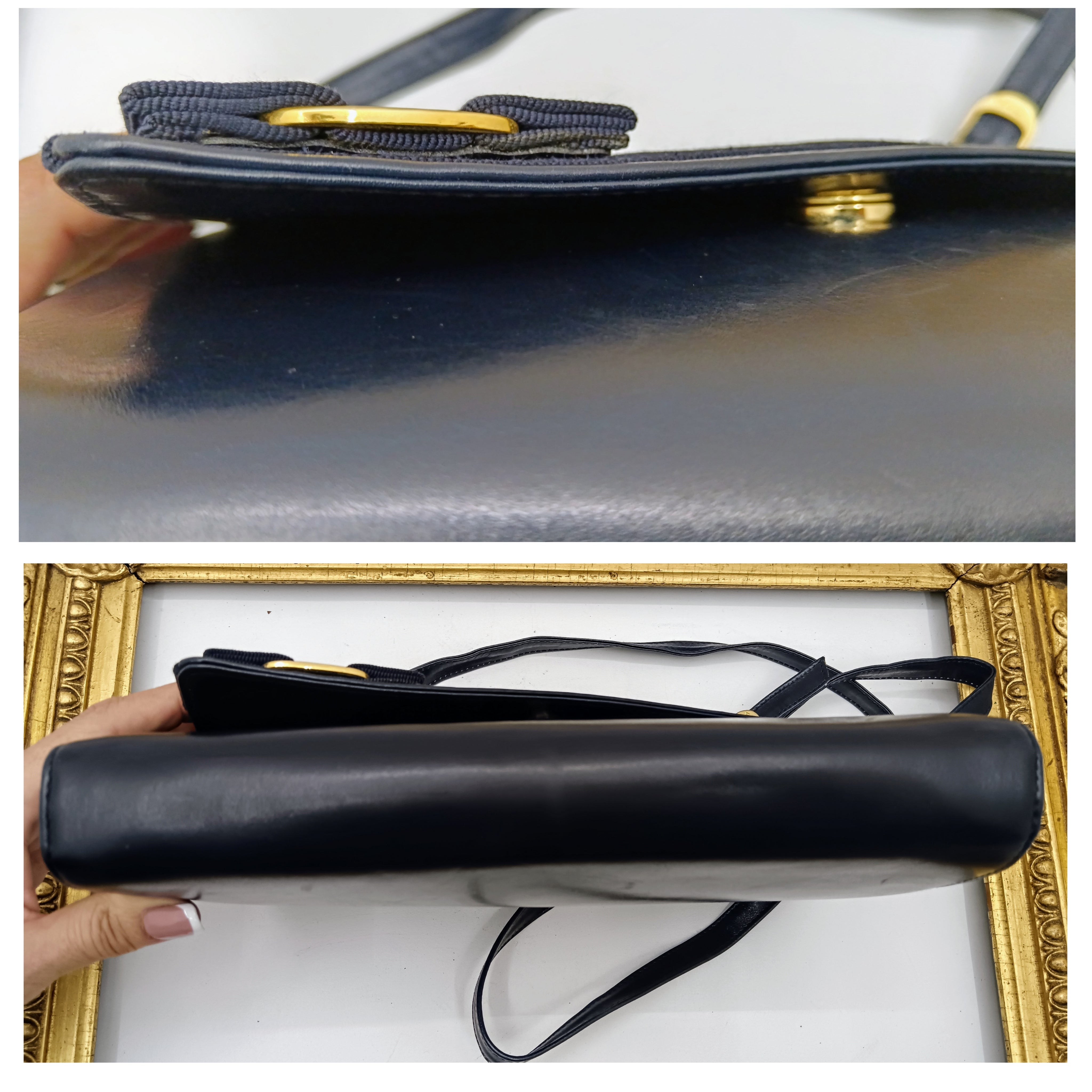 Ferragamo Salvatore – Borsetta “Vara Bag” Pochette Clutch a Tracolla Pelle Vintage