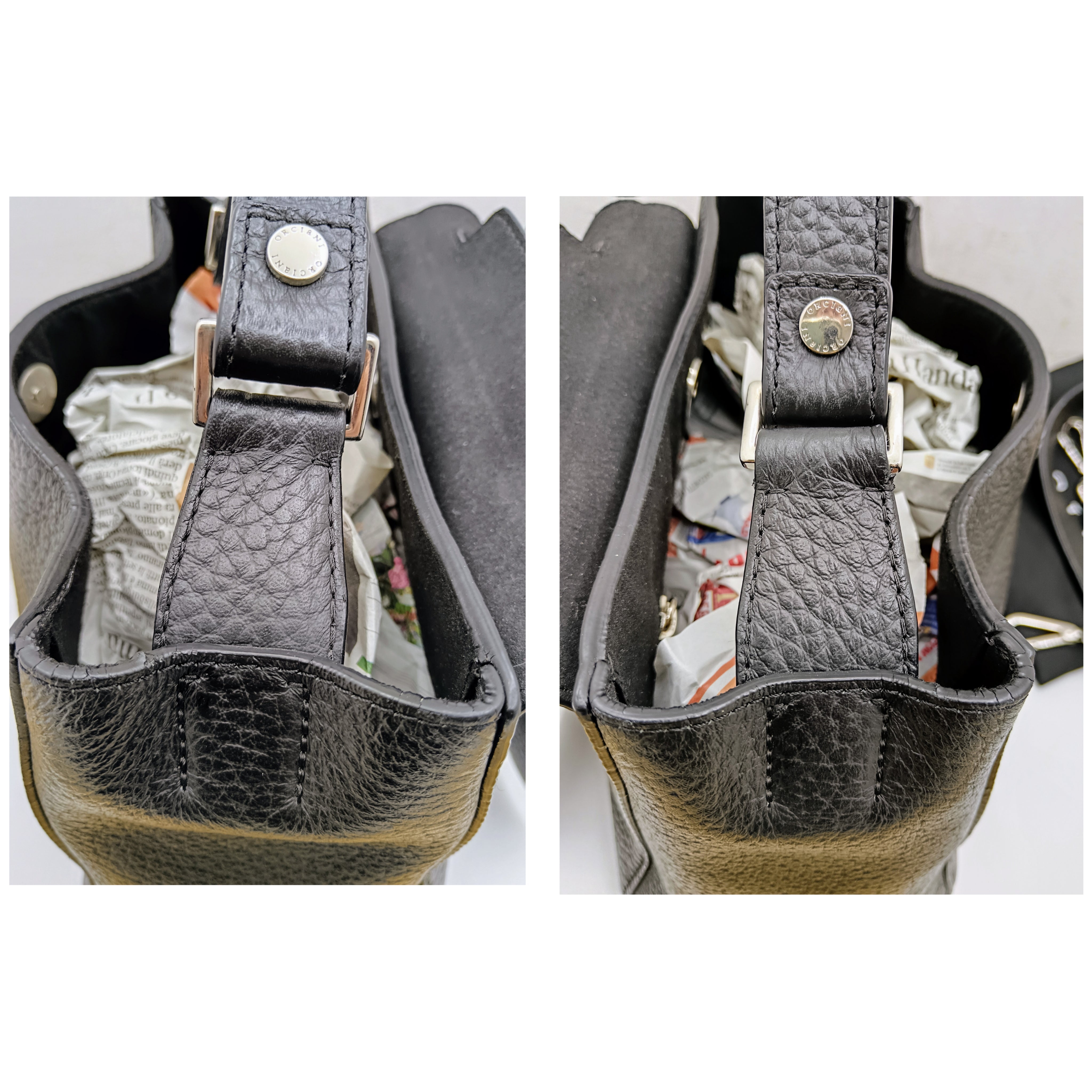 Orciani – Sveva Soft Media Tote Bag Pelle Martellata Nera con Tracolla