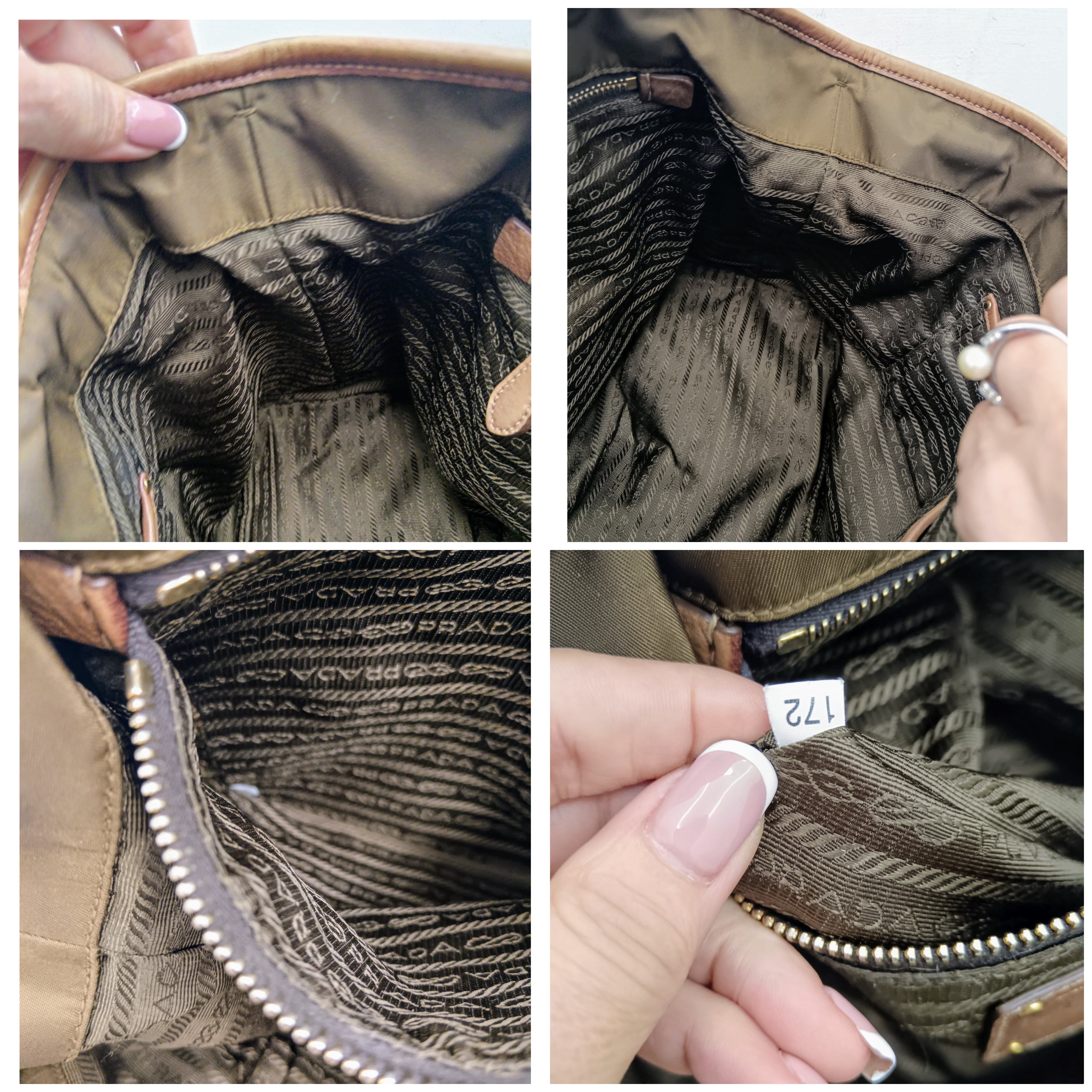 Prada – Borsa Shopper Media Nylon Marrone e Pelle Nocciola