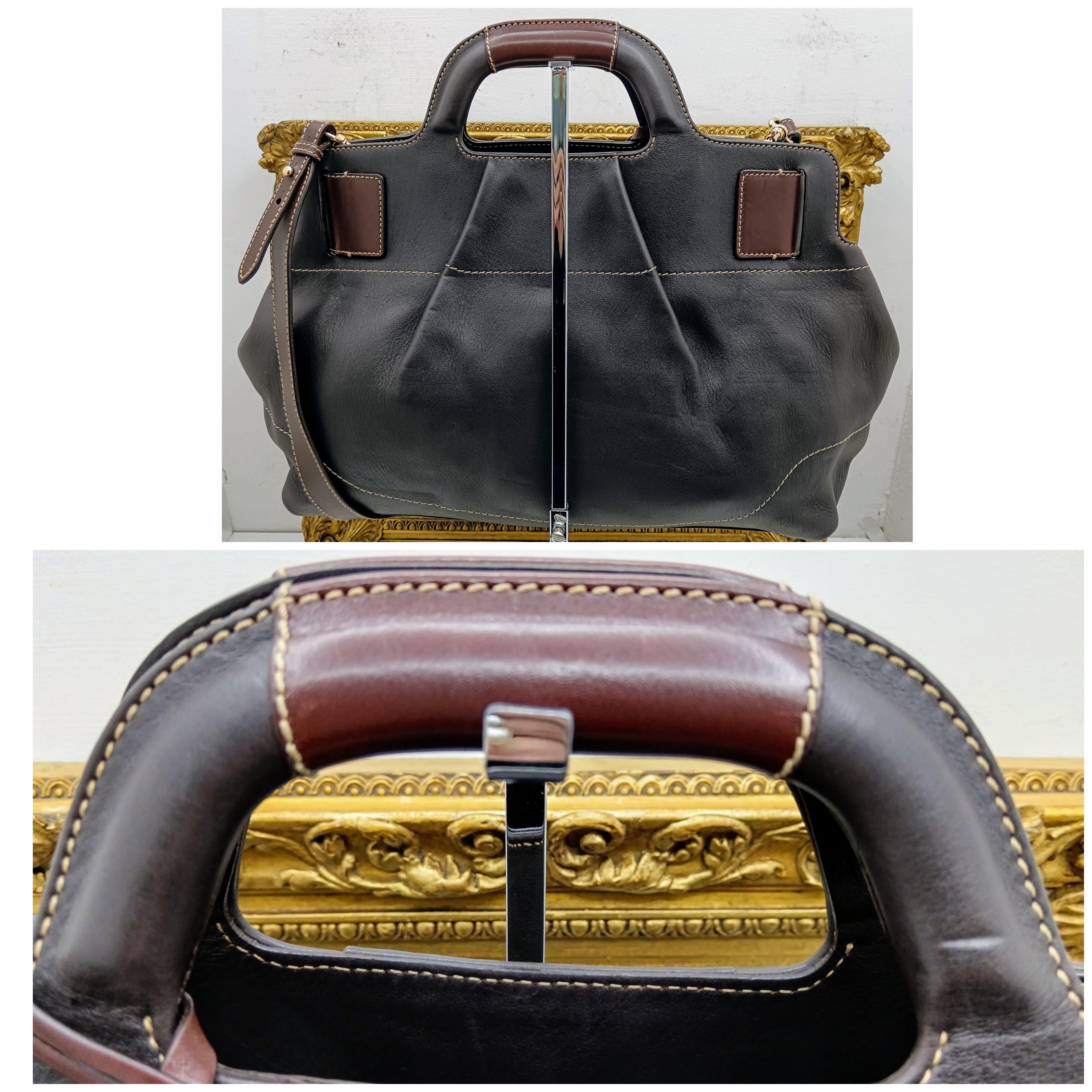 Ferragamo Salvatore – Borsa Shopper Gancini Pelle Marrone con Tracolla