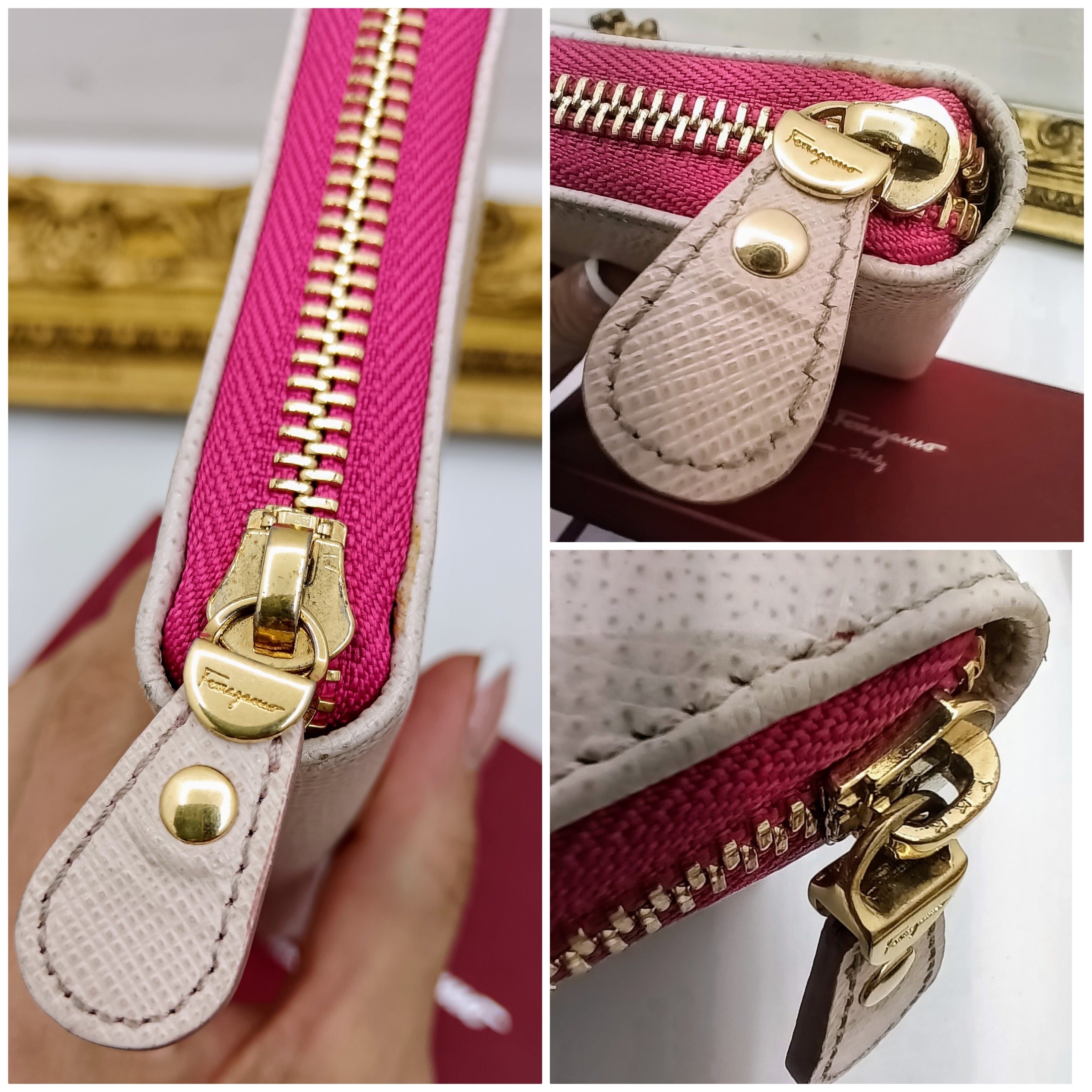 Ferragamo Salvatore– Portafoglio Continental Zippy pelle bicolore